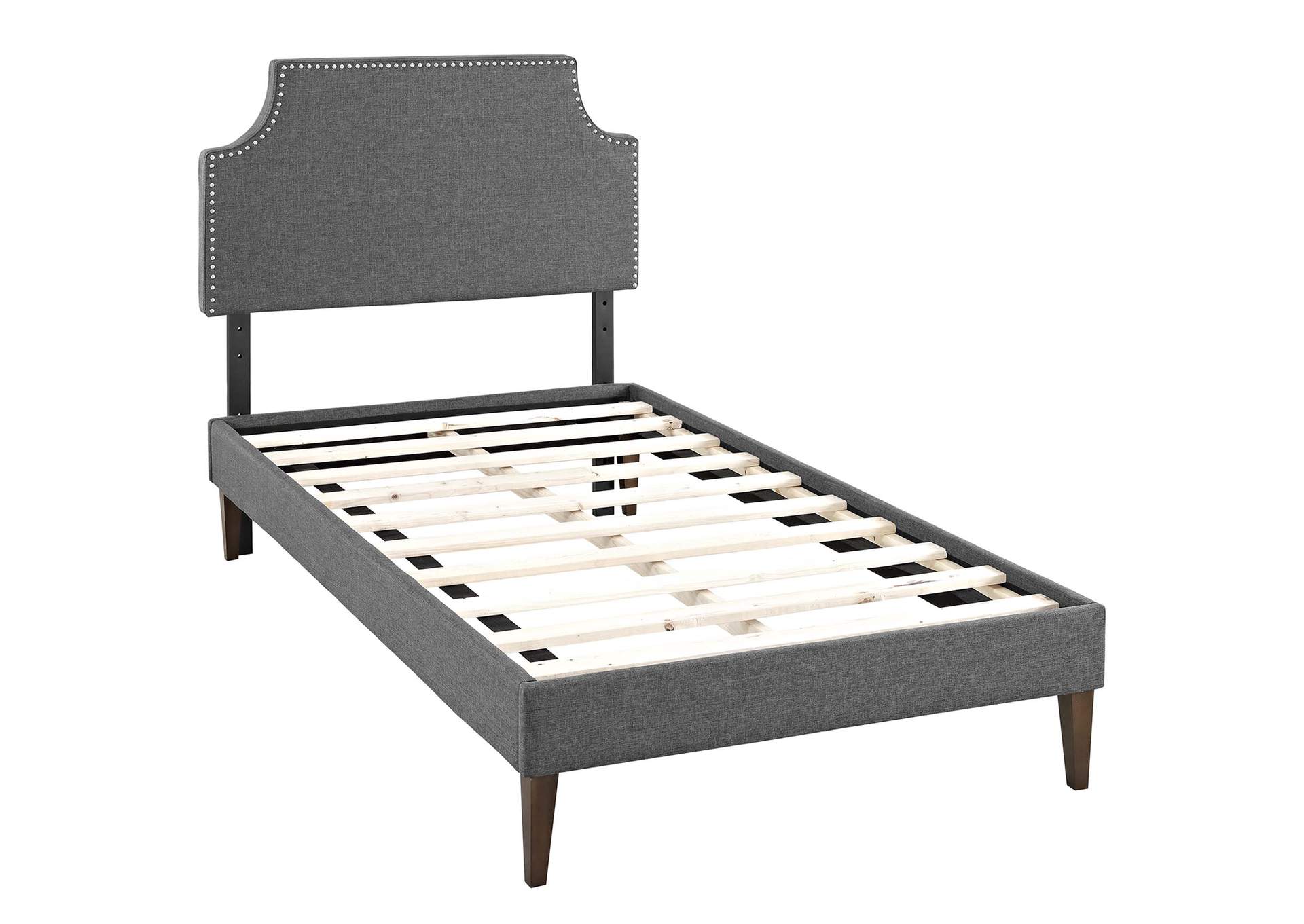 Gray Corene Platform Twin Bed - Fabric with Squared Tapered Legs,Modway