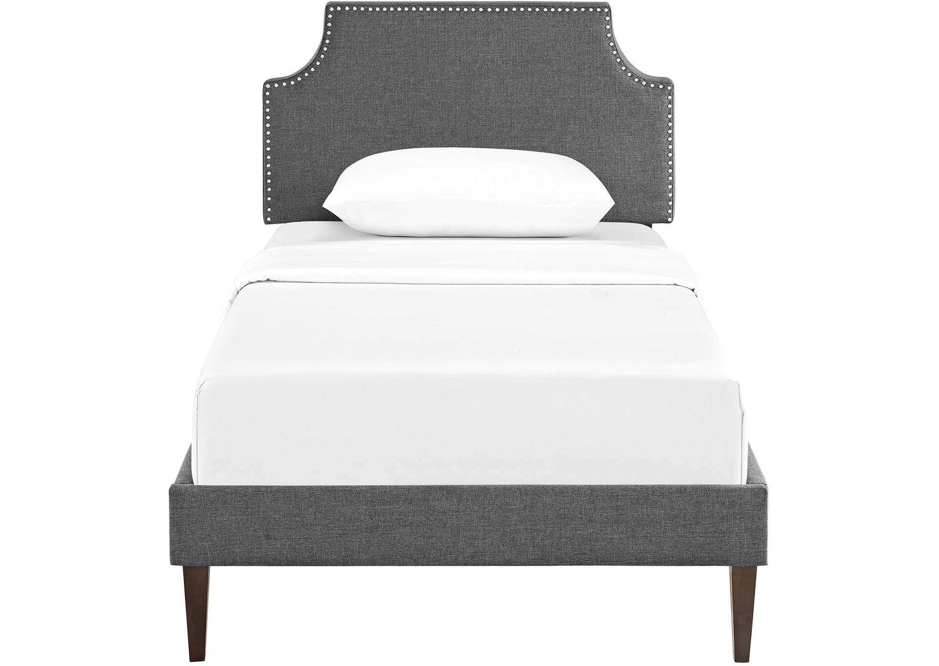 Gray Corene Platform Twin Bed - Fabric with Squared Tapered Legs,Modway