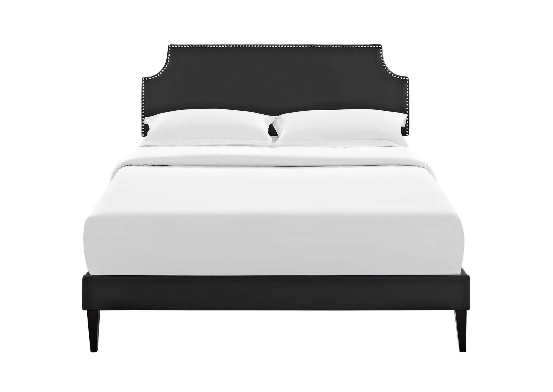 Black Corene Platform Queen Bed - Vinyl with Squared Tapered Legs,Modway