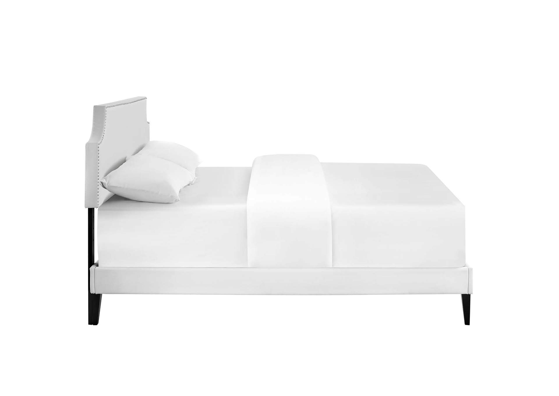 White Corene Platform King Bed - Vinyl with Squared Tapered Legs,Modway