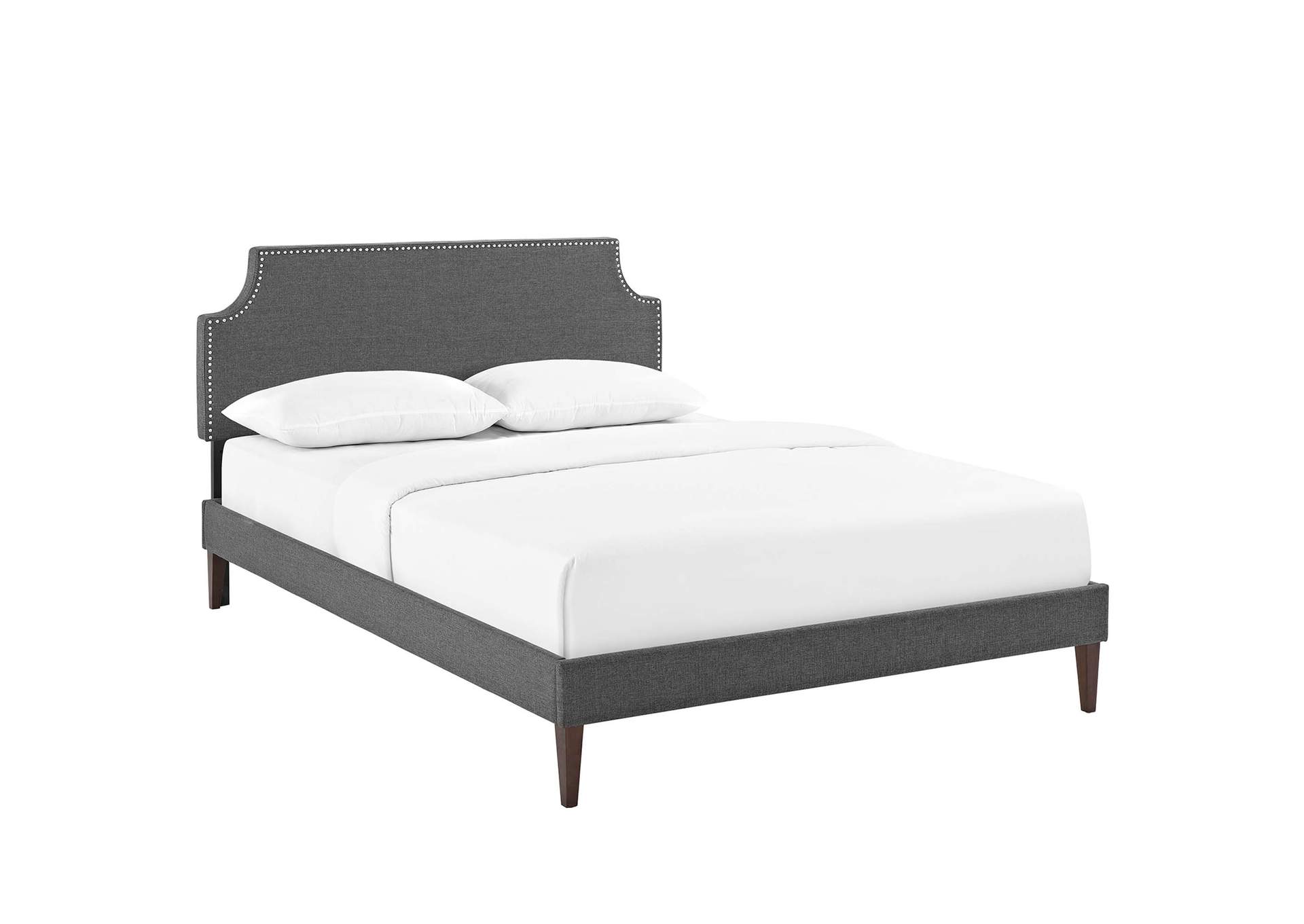 Gray Corene Platform King Bed - Fabric with Squared Tapered Legs,Modway
