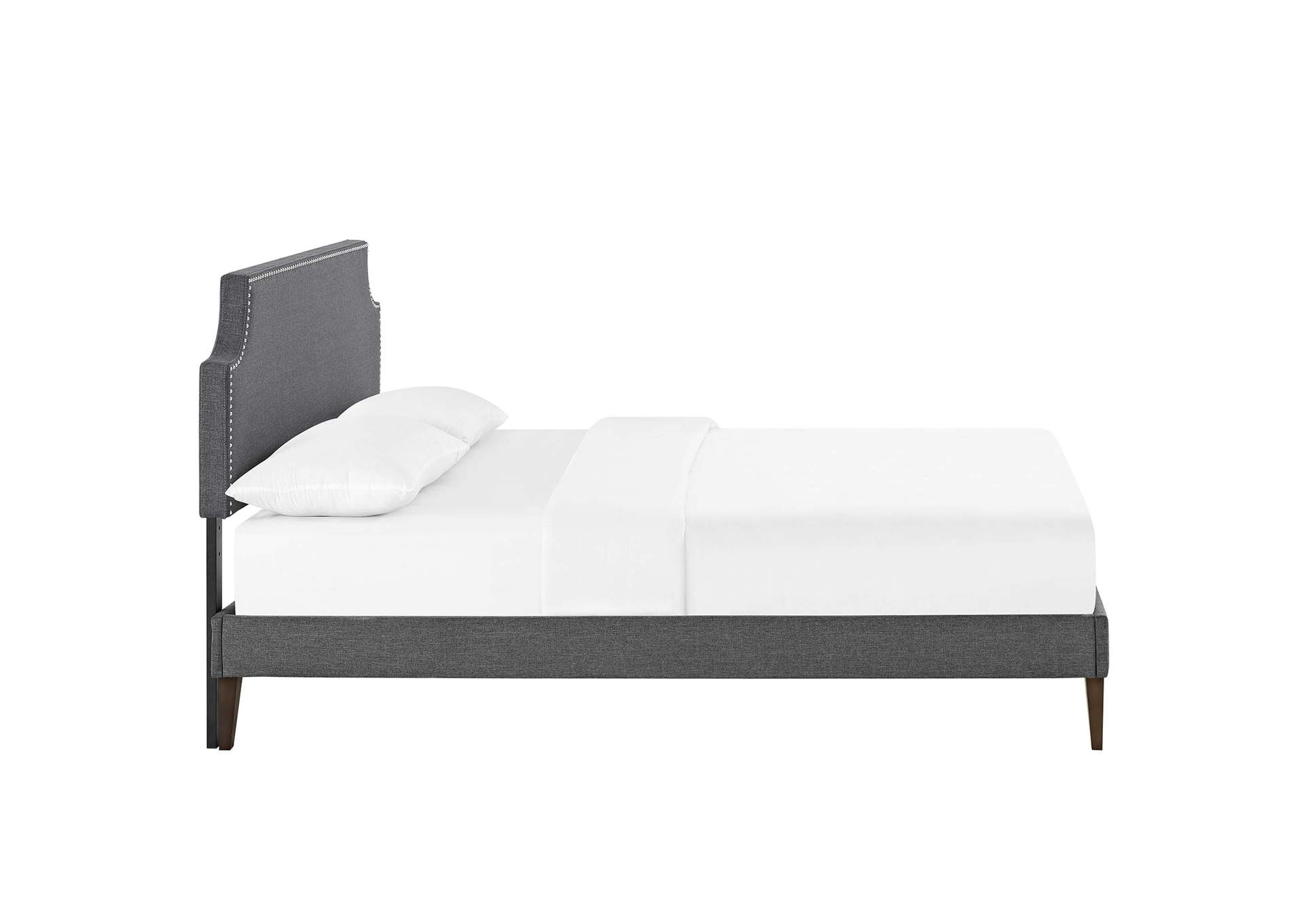 Gray Corene Platform King Bed - Fabric with Squared Tapered Legs,Modway