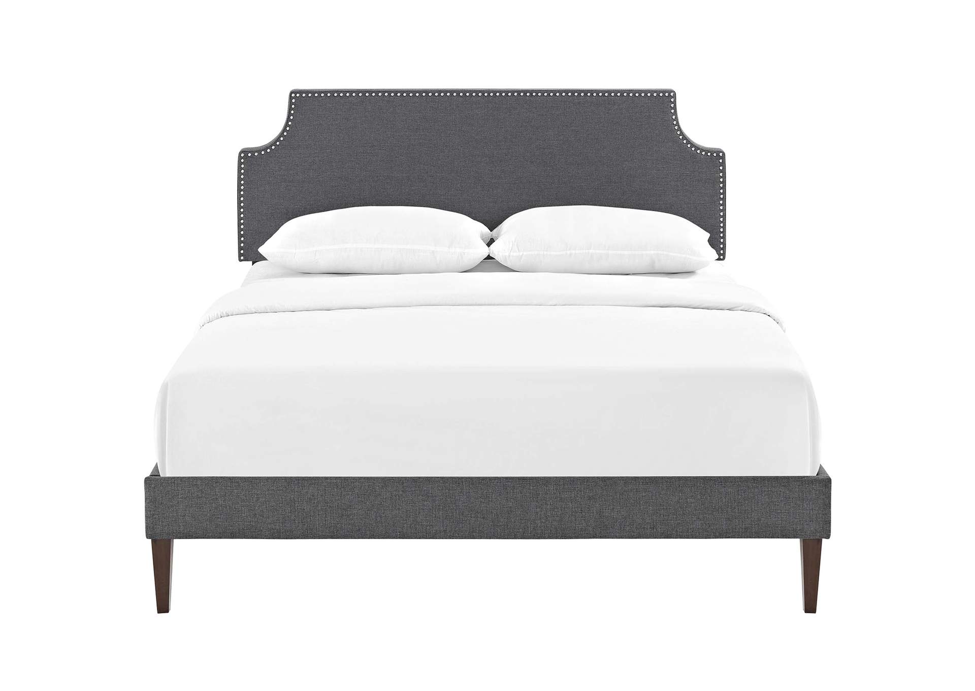 Gray Corene Platform King Bed - Fabric with Squared Tapered Legs,Modway