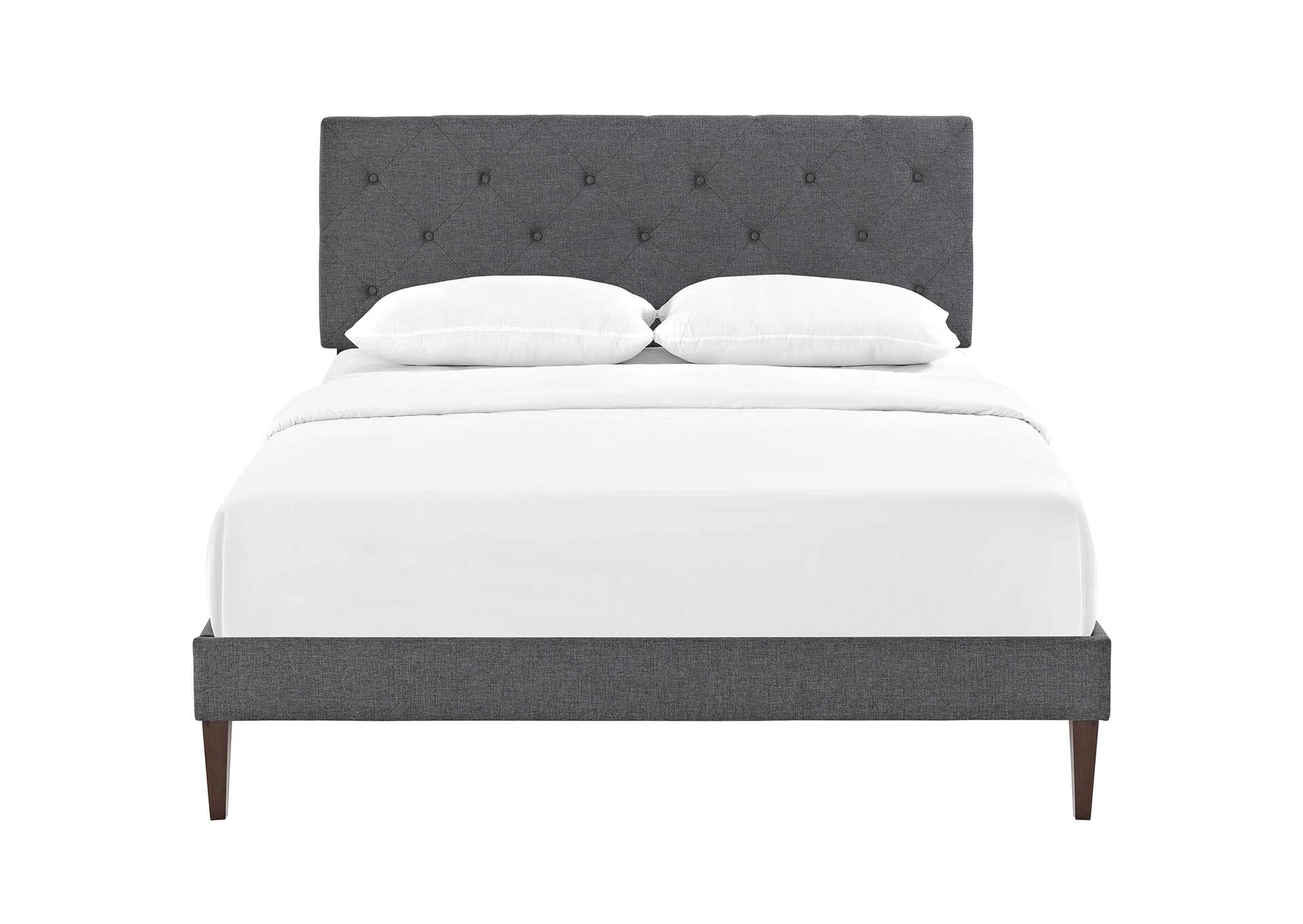 Gray Tarah Platform King Bed - Fabric with Squared Tapered Legs,Modway