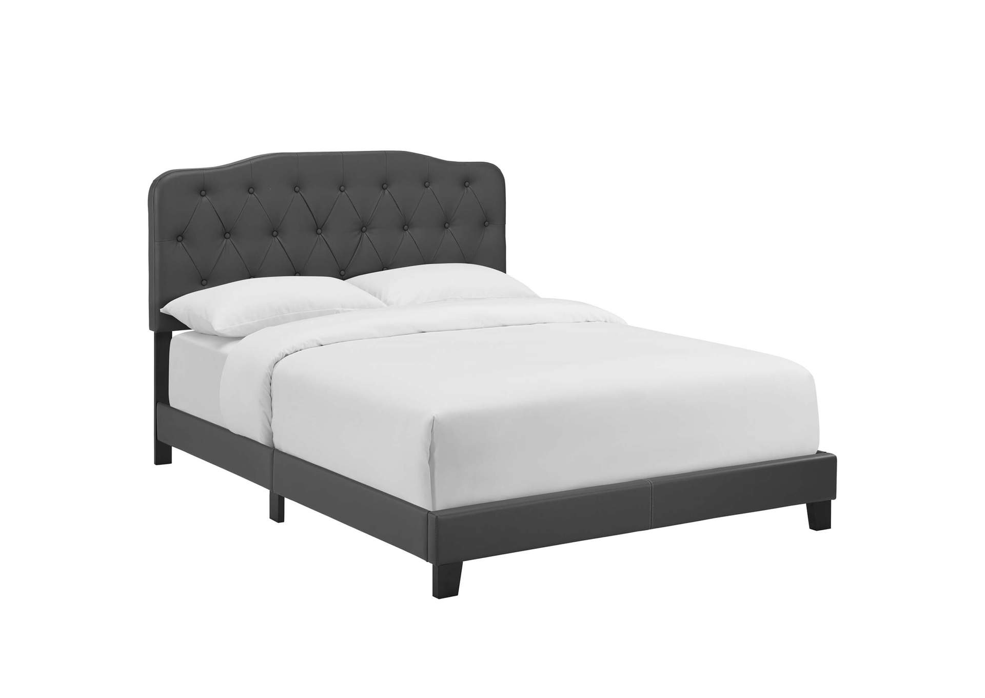 Gray Amelia Full Bed - Faux Leather,Modway