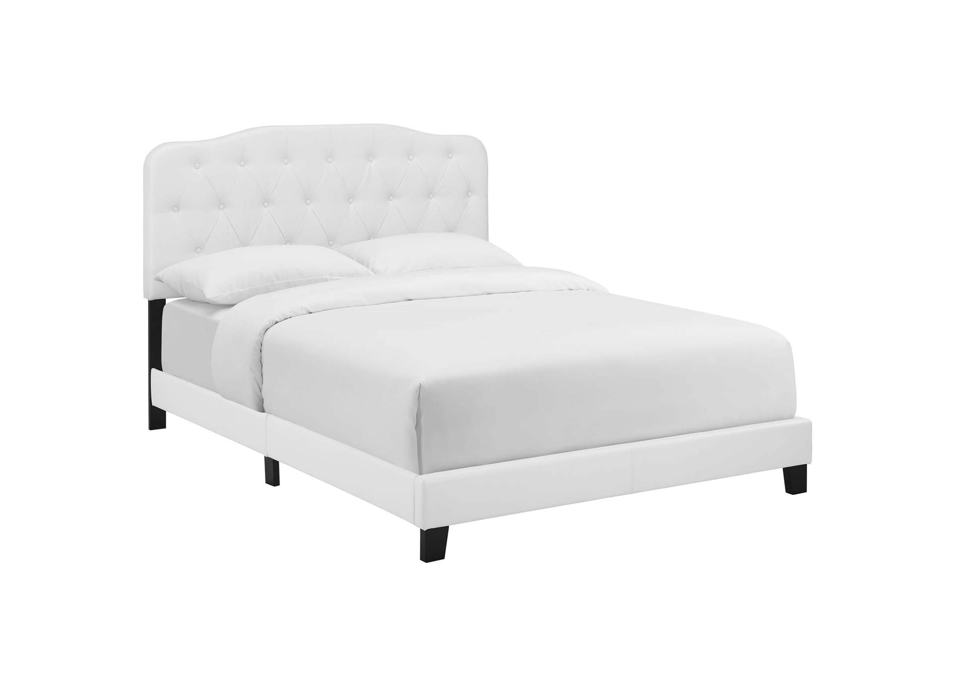 White Amelia Queen Bed - Faux Leather,Modway