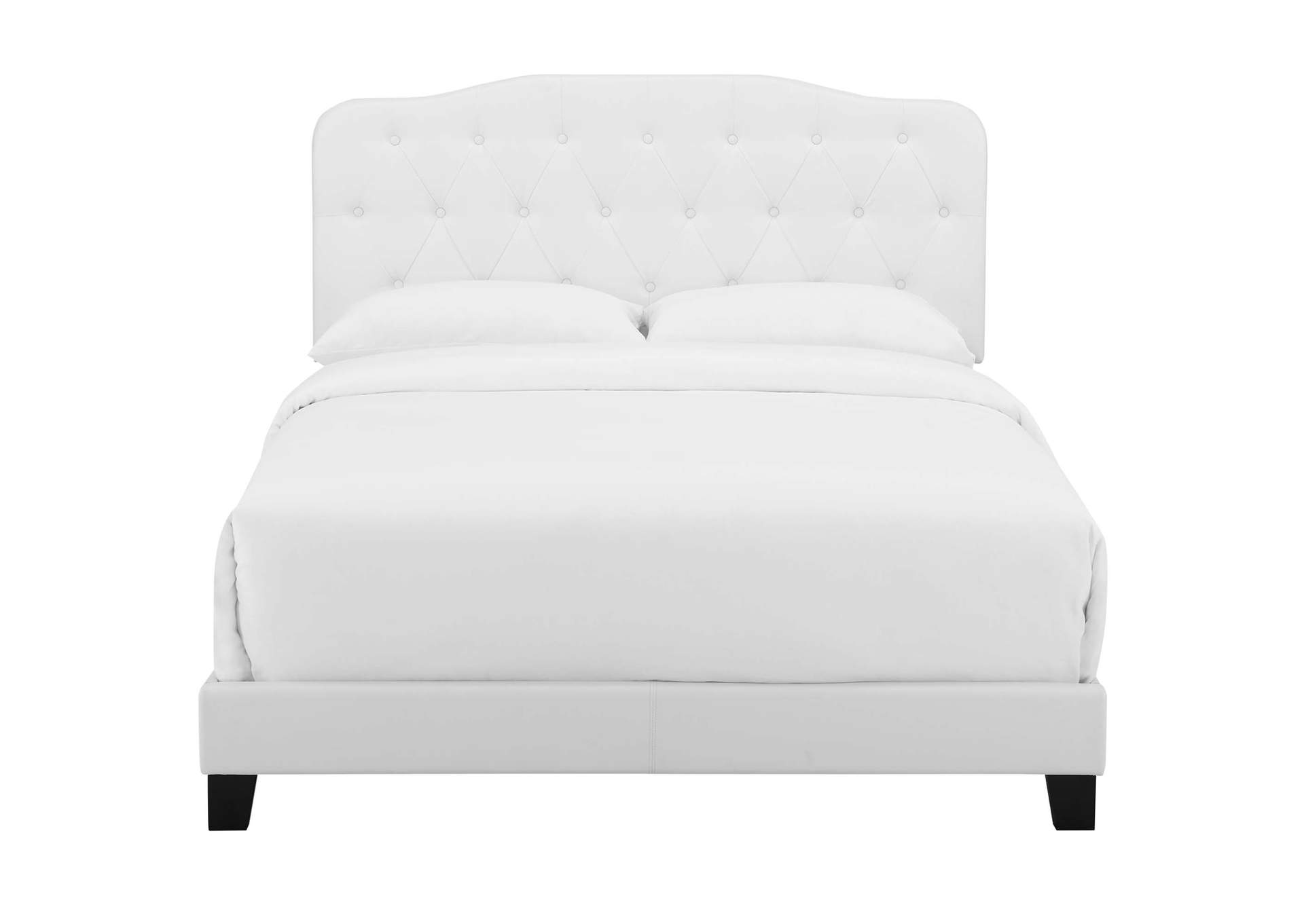 White Amelia King Bed - Faux Leather,Modway