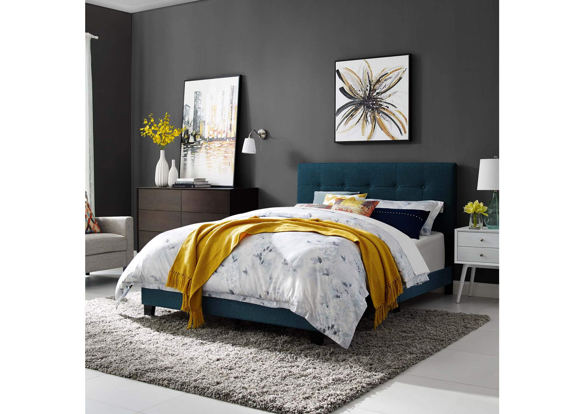 Azure Amira Twin Upholstered Bed - Fabric,Modway