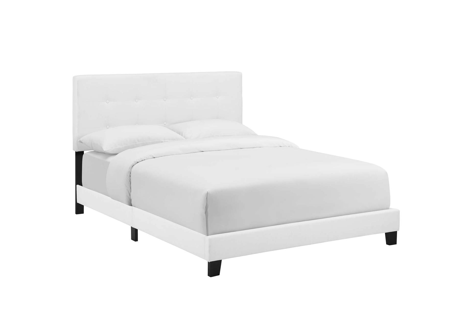 White Amira Full Upholstered Bed - Fabric,Modway