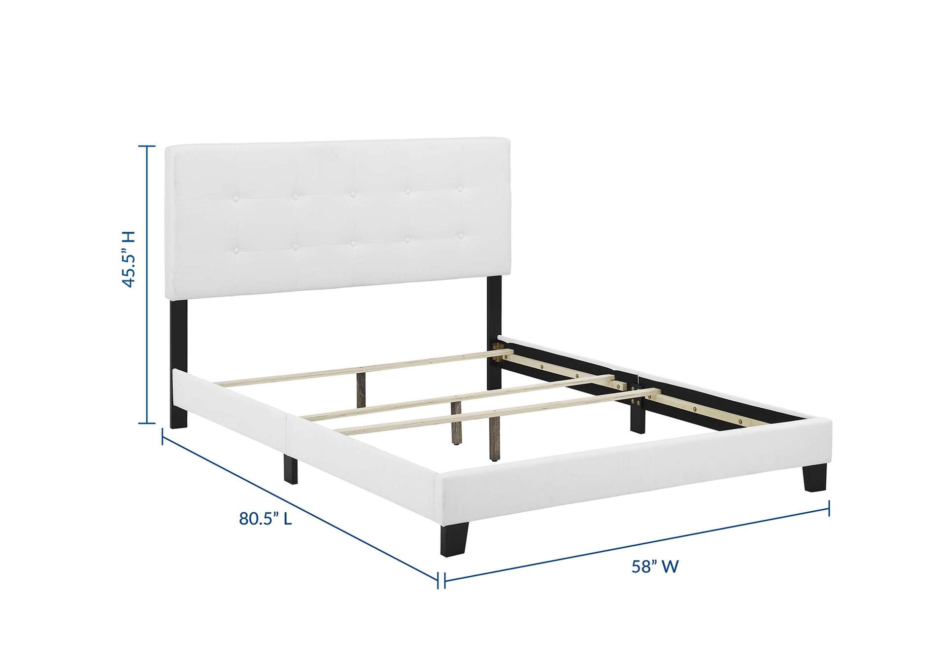 White Amira Full Upholstered Bed - Fabric,Modway