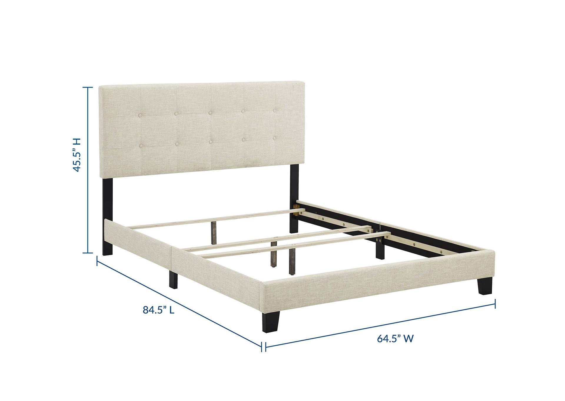 Beige Amira Queen Upholstered Bed - Fabric,Modway