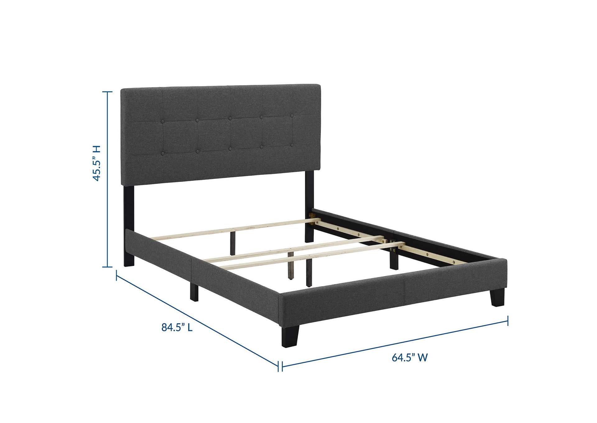 Gray Amira Queen Upholstered Bed - Fabric,Modway