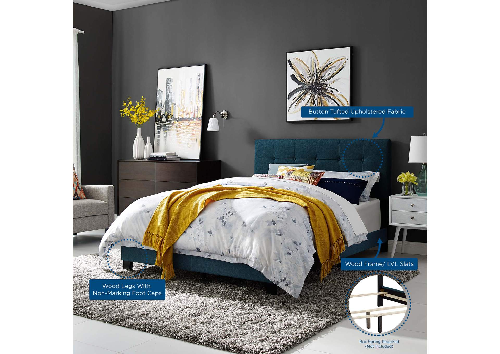 Azure Amira King Upholstered Bed - Fabric,Modway