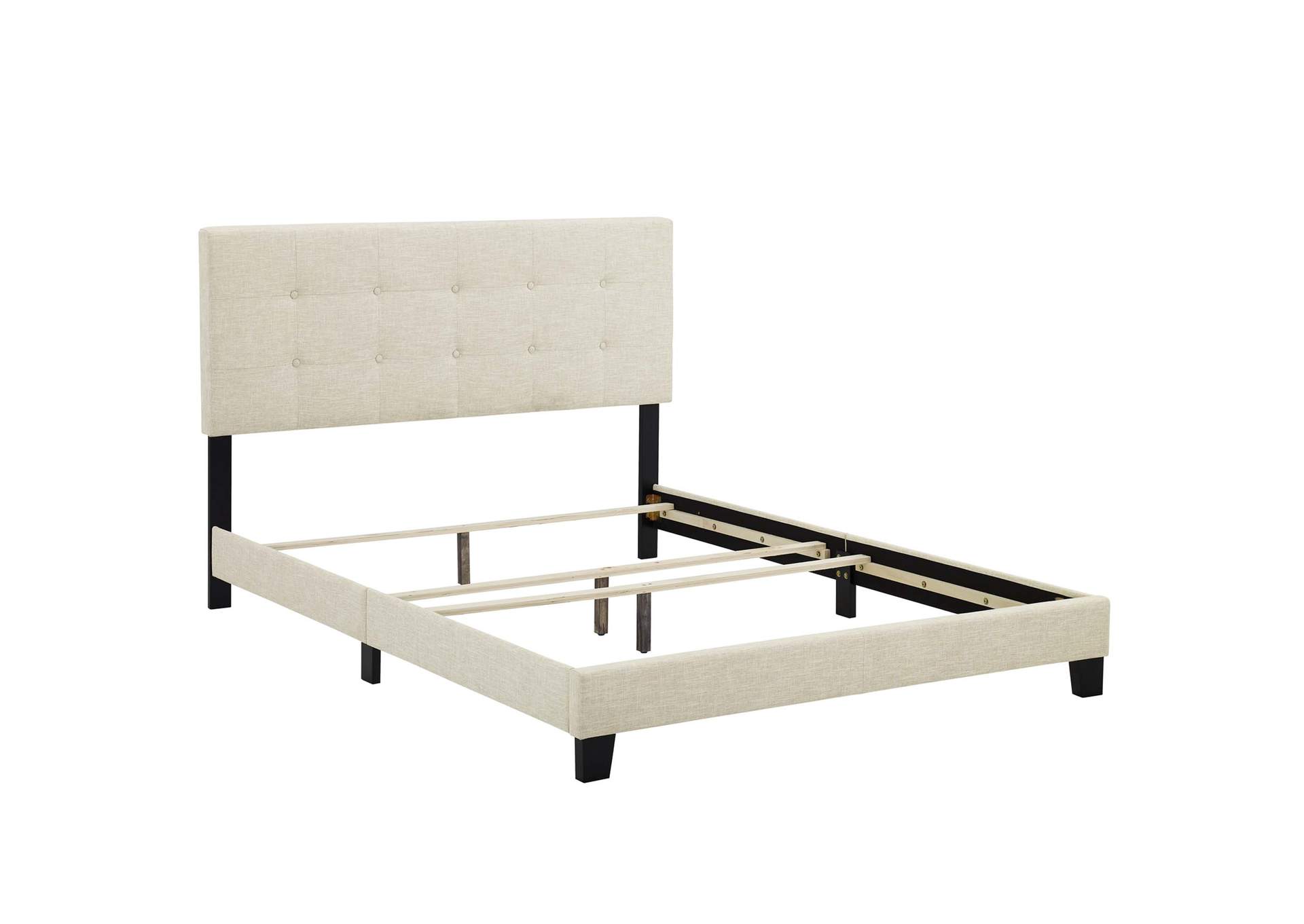 Beige Amira King Upholstered Bed - Fabric,Modway