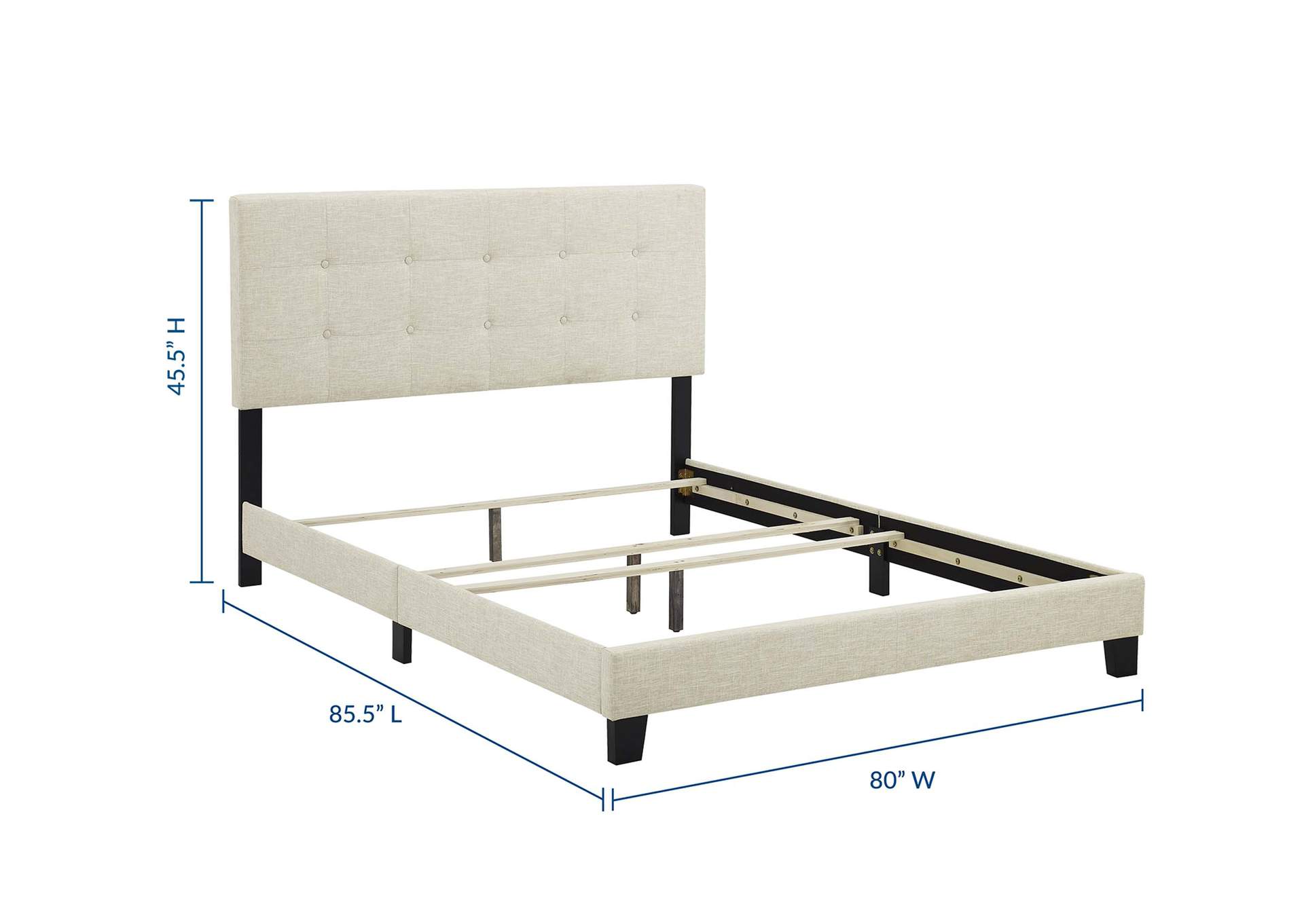 Beige Amira King Upholstered Bed - Fabric,Modway
