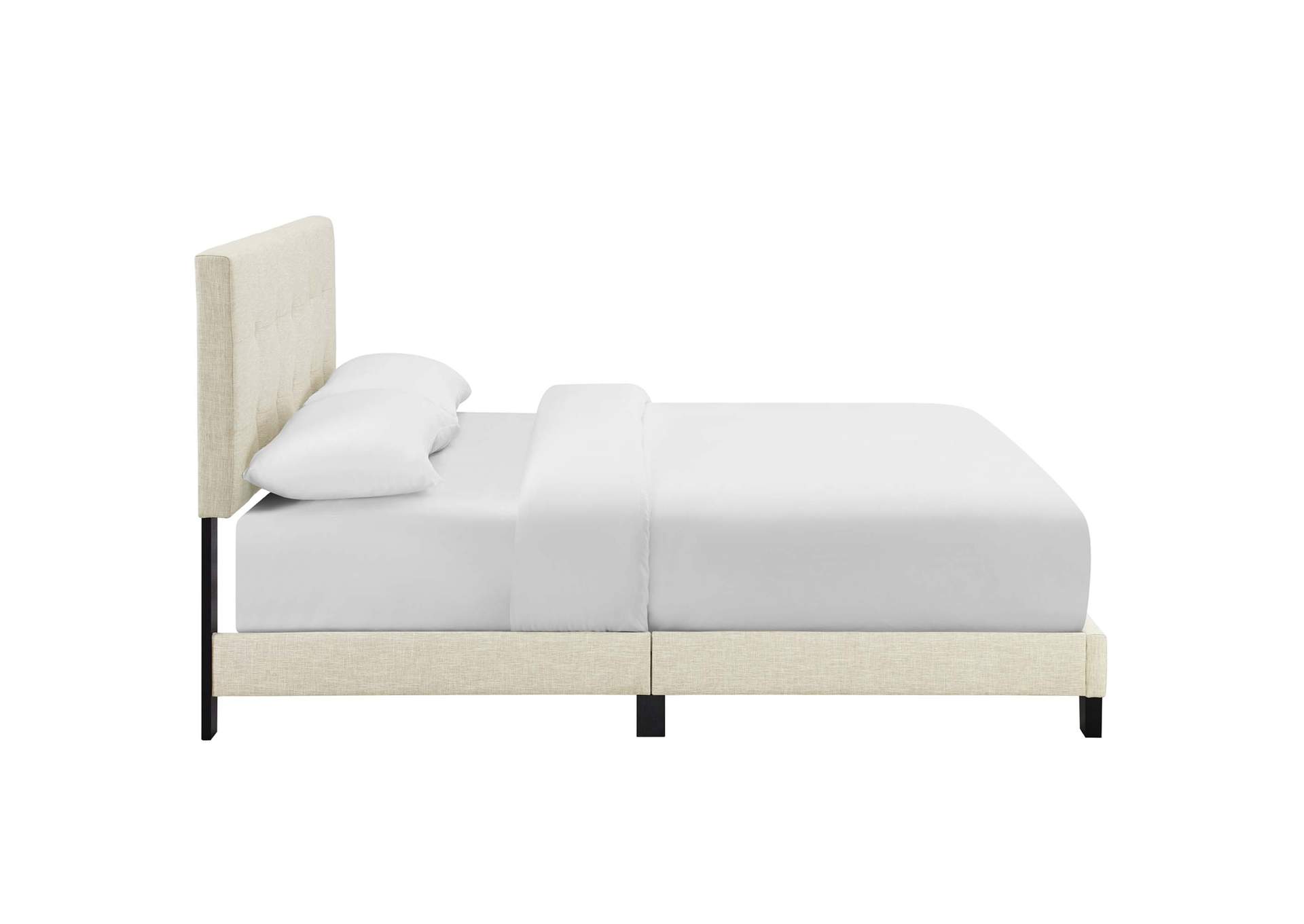 Beige Amira King Upholstered Bed - Fabric,Modway