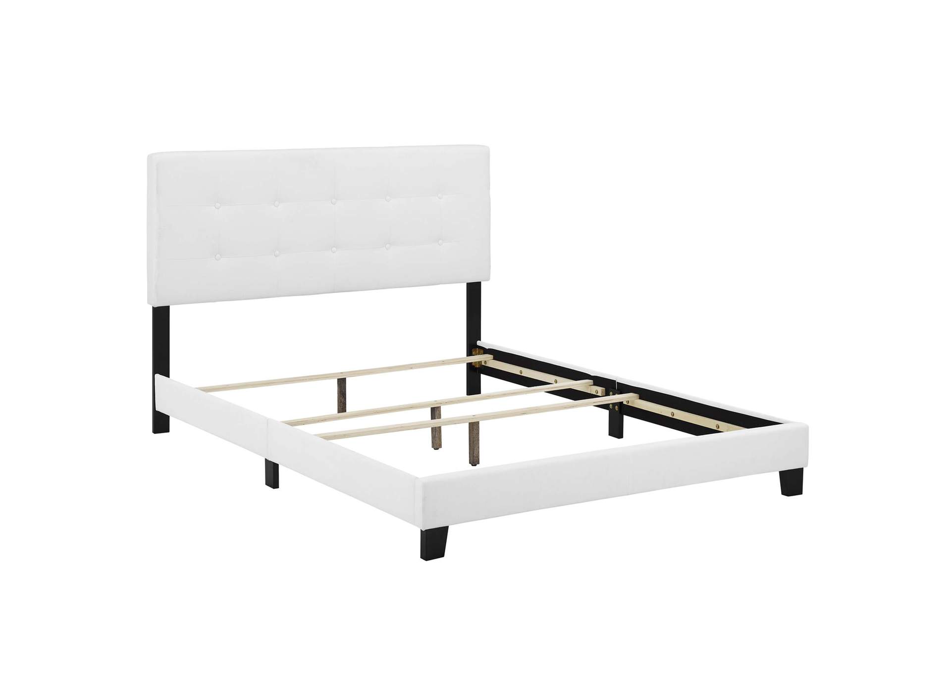 White Amira King Upholstered Bed - Fabric,Modway