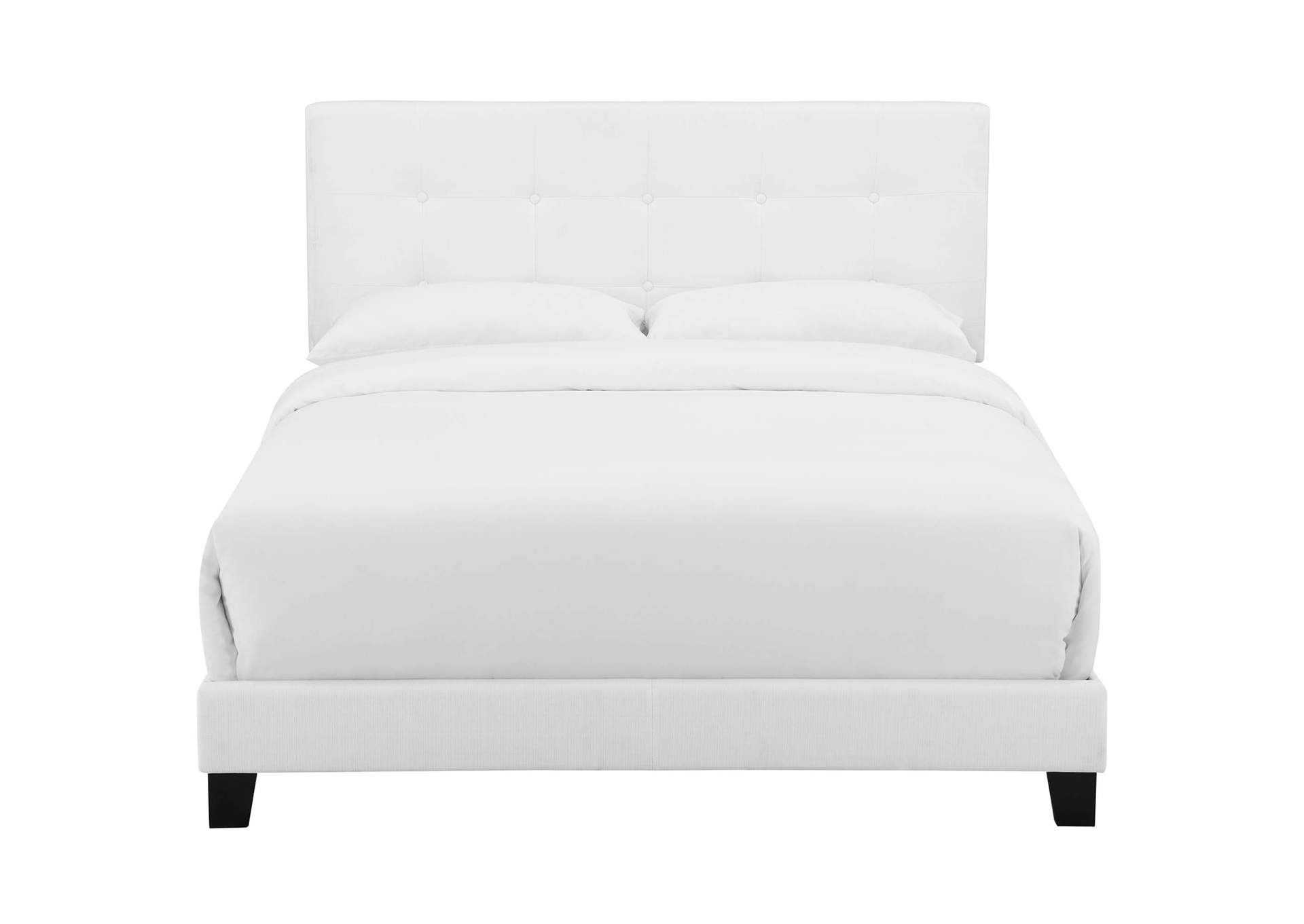 White Amira King Upholstered Bed - Fabric,Modway
