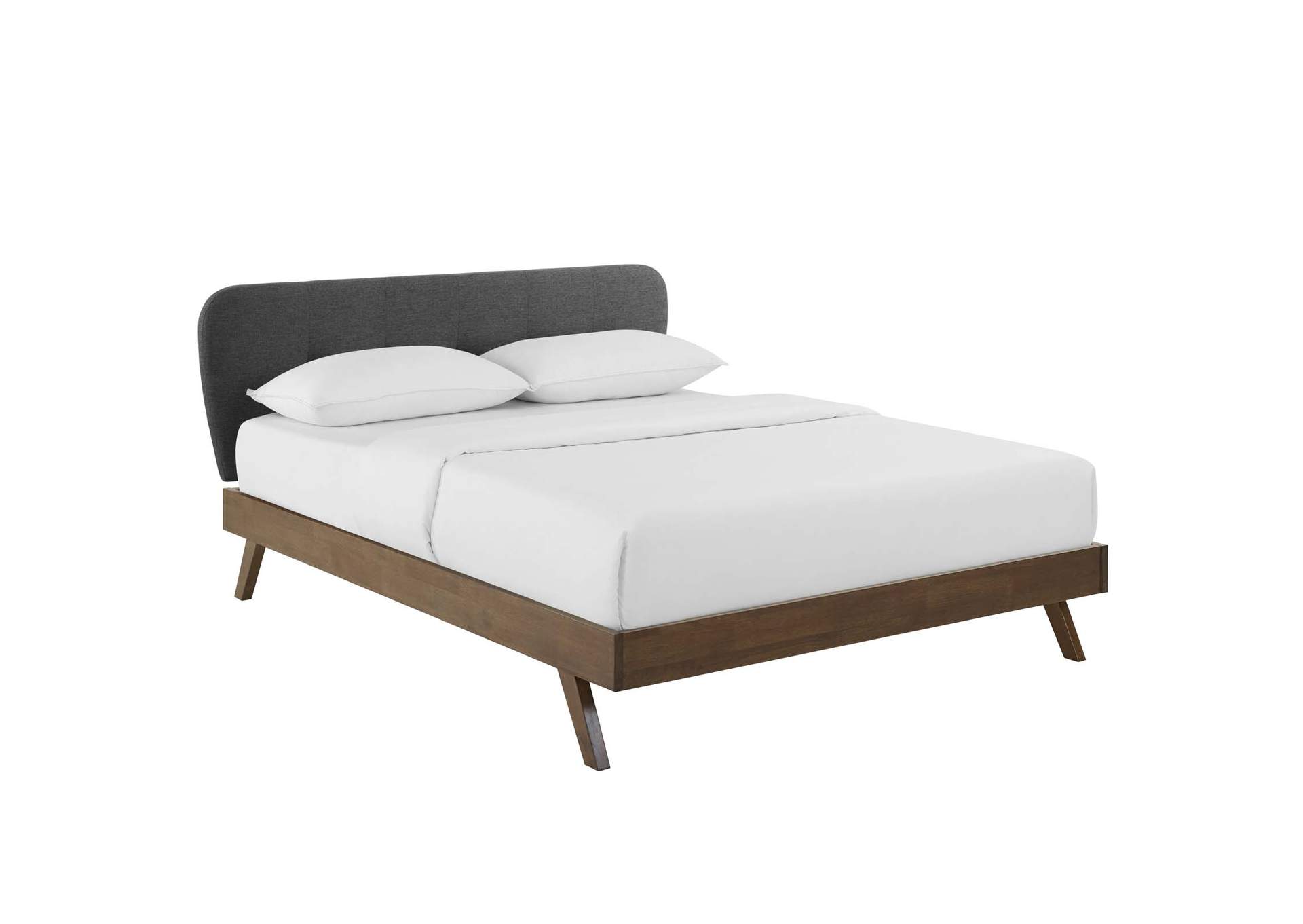 Gray Gianna Queen Upholstered Polyester Fabric Platform Bed,Modway