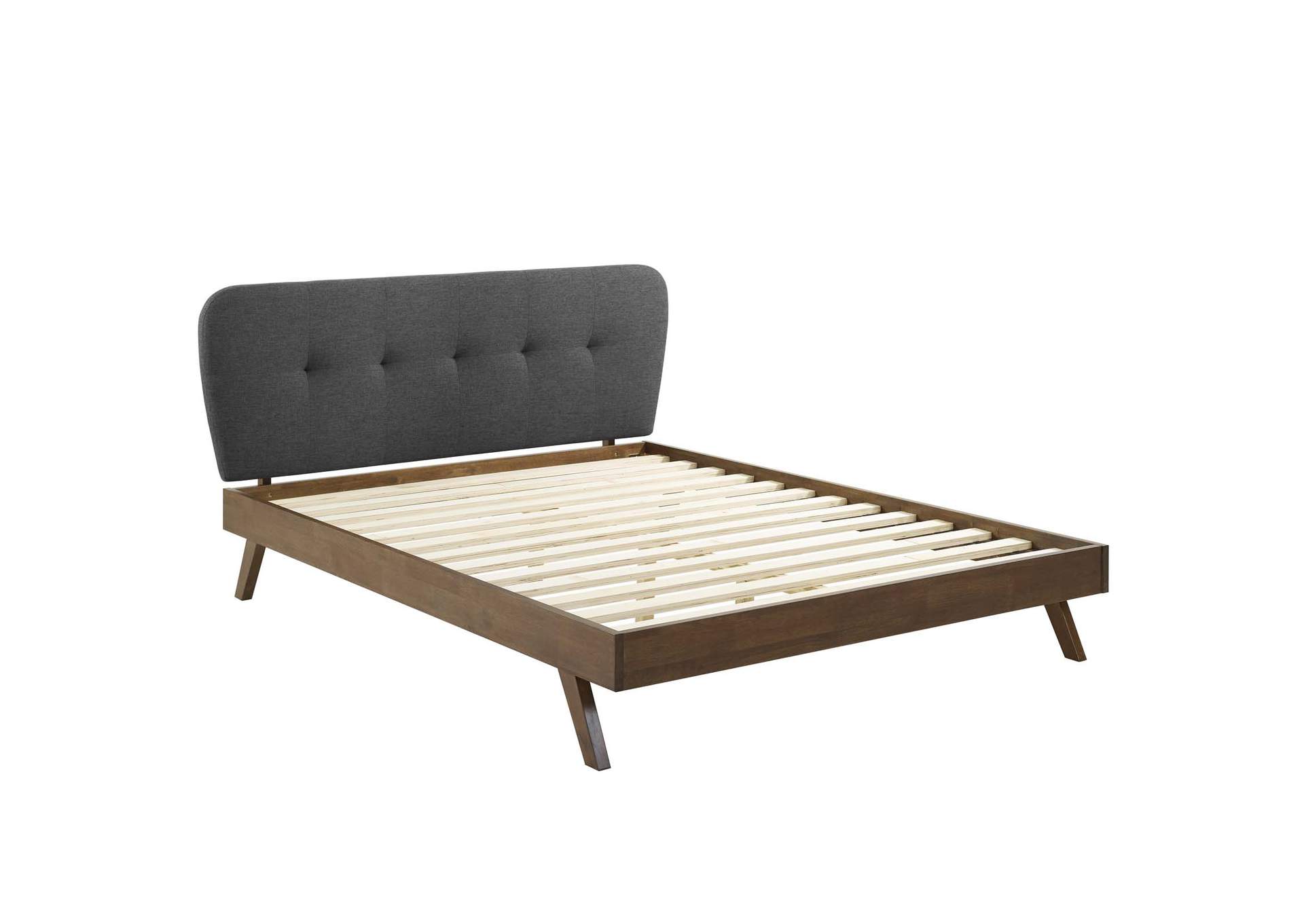 Gray Gianna Queen Upholstered Polyester Fabric Platform Bed,Modway