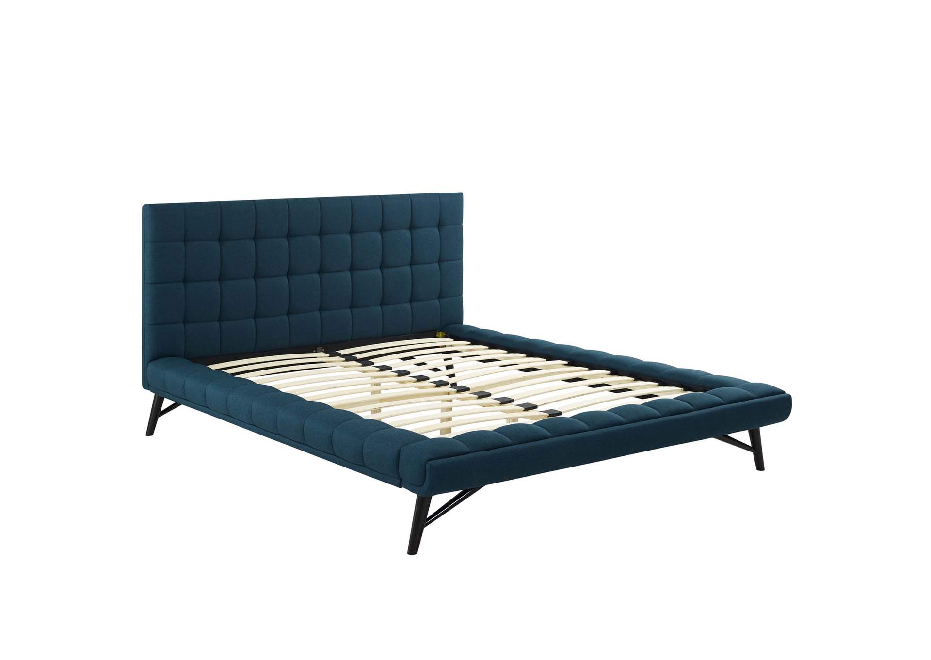 Blue Julia Queen Biscuit Tufted Upholstered Fabric Platform Bed,Modway