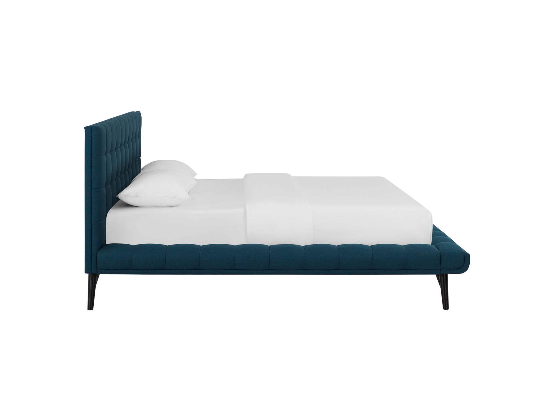 Blue Julia Queen Biscuit Tufted Upholstered Fabric Platform Bed,Modway