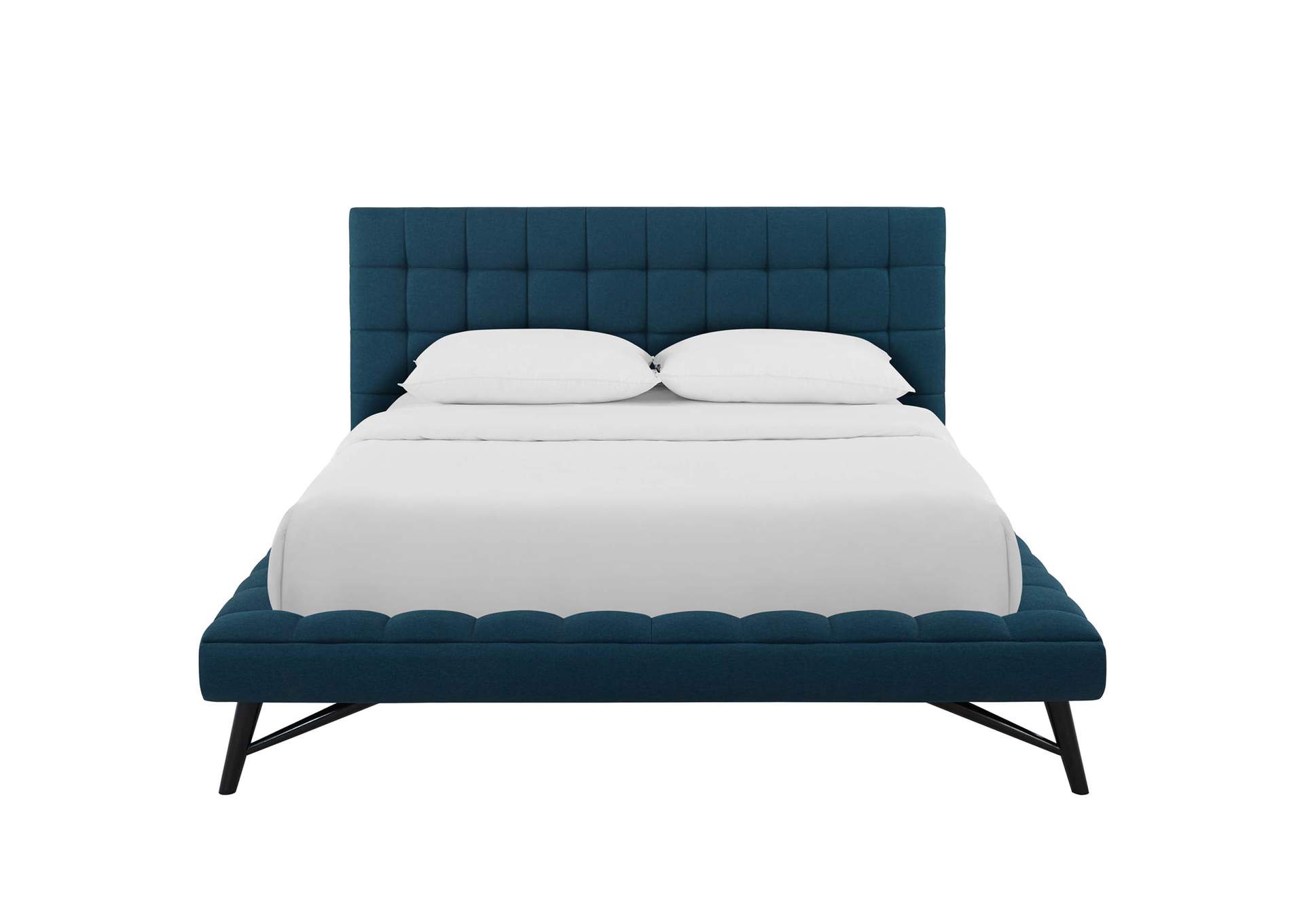 Blue Julia Queen Biscuit Tufted Upholstered Fabric Platform Bed,Modway