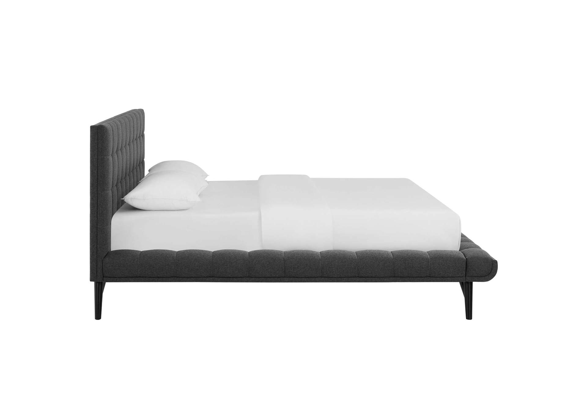 Gray Julia Queen Biscuit Tufted Upholstered Fabric Platform Bed,Modway