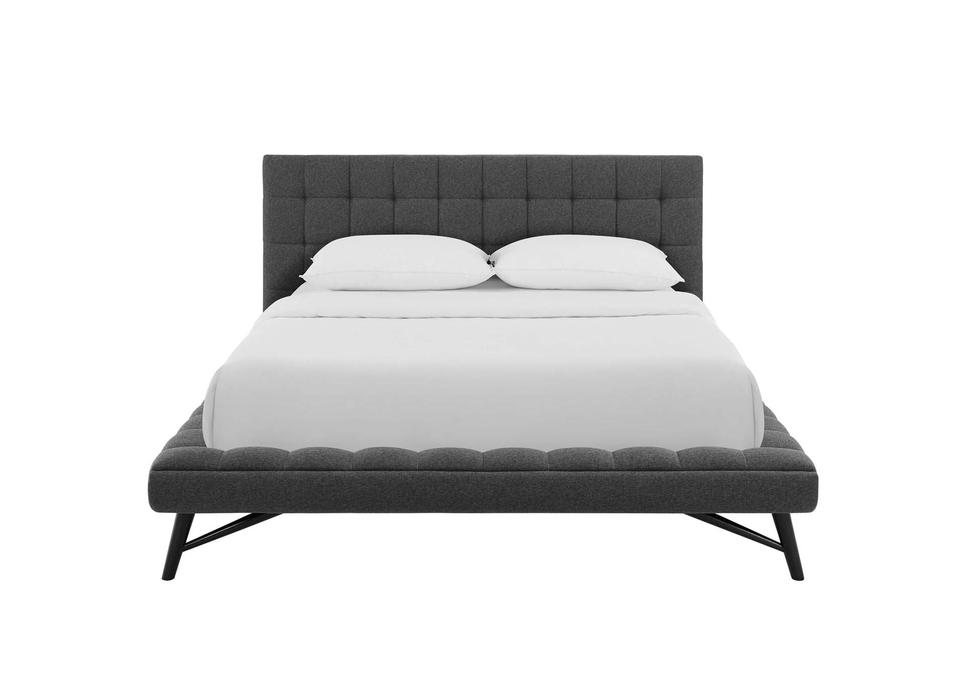 Gray Julia Queen Biscuit Tufted Upholstered Fabric Platform Bed,Modway