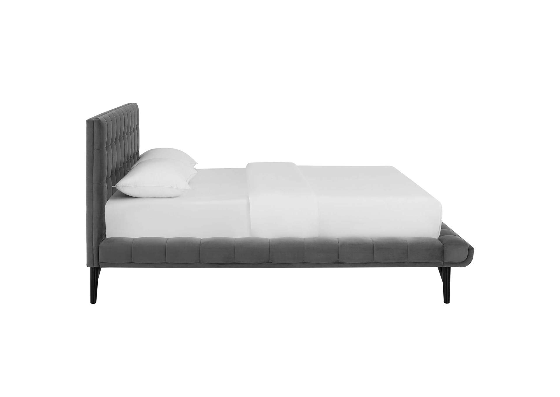 Julia Gray Queen Biscuit Tufted Performance Velvet Platform Bed,Modway