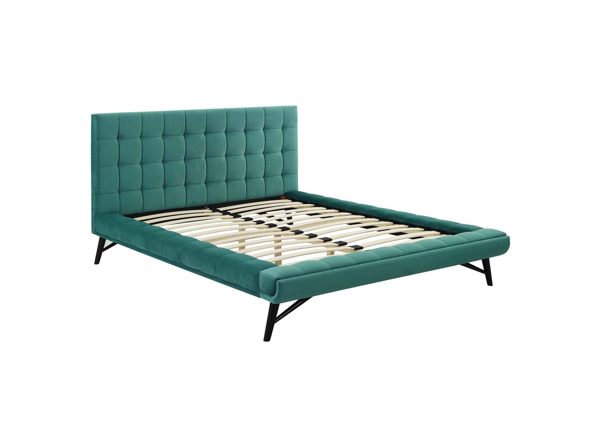 Teal Julia Queen Biscuit Tufted Performance Velvet Platform Bed,Modway