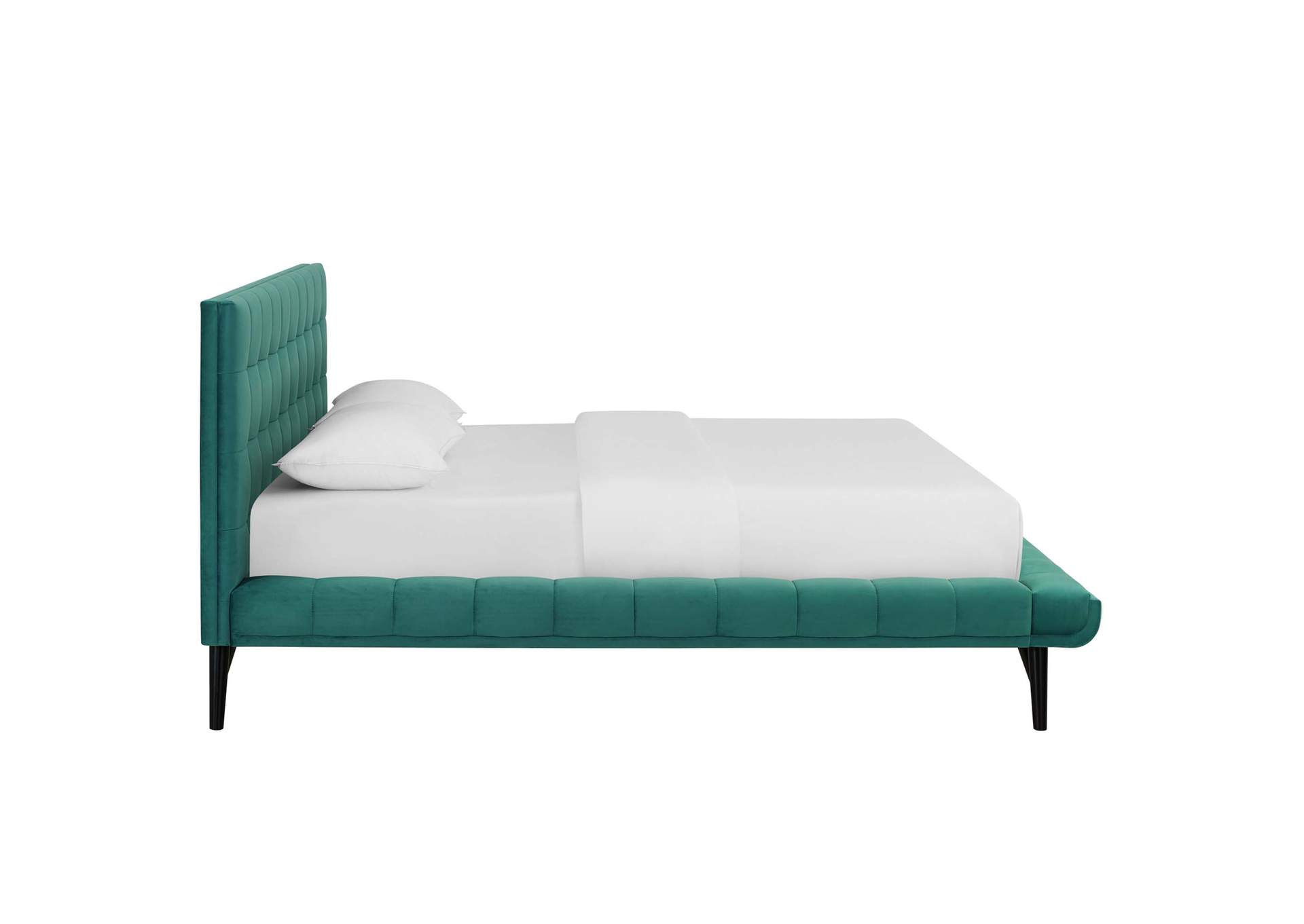 Teal Julia Queen Biscuit Tufted Performance Velvet Platform Bed,Modway