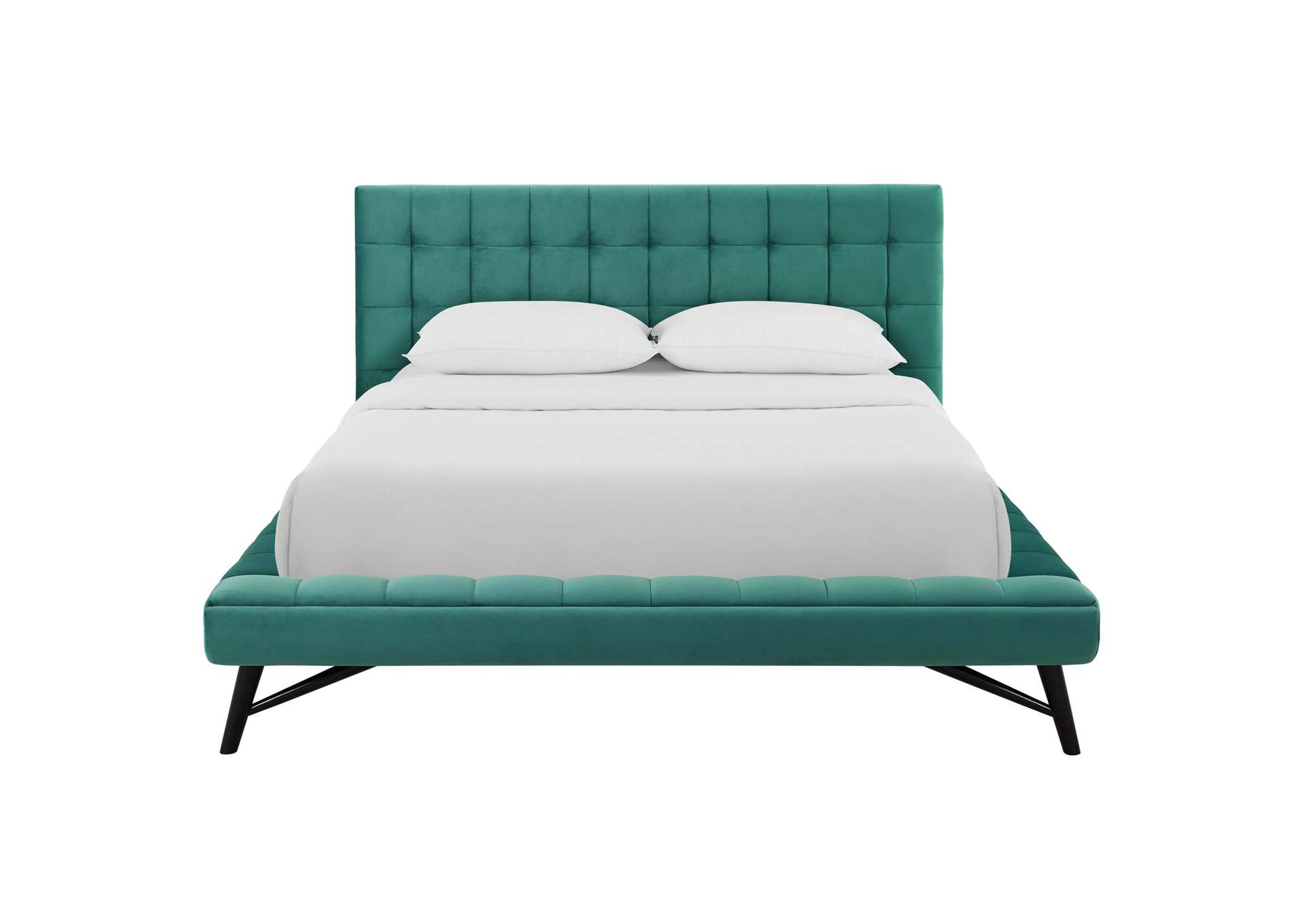 Teal Julia Queen Biscuit Tufted Performance Velvet Platform Bed,Modway