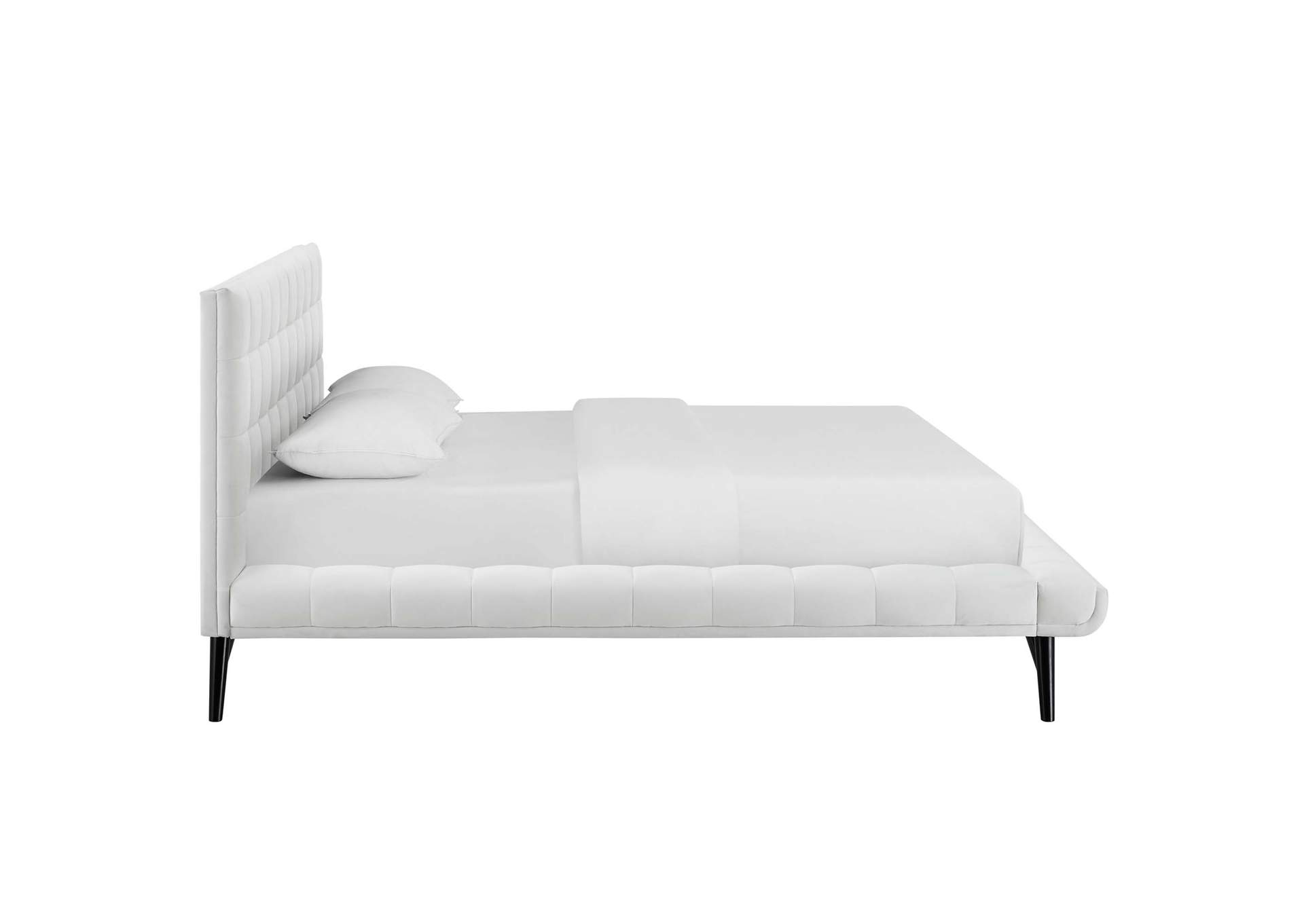 White Julia Queen Biscuit Tufted Performance Velvet Platform Bed,Modway