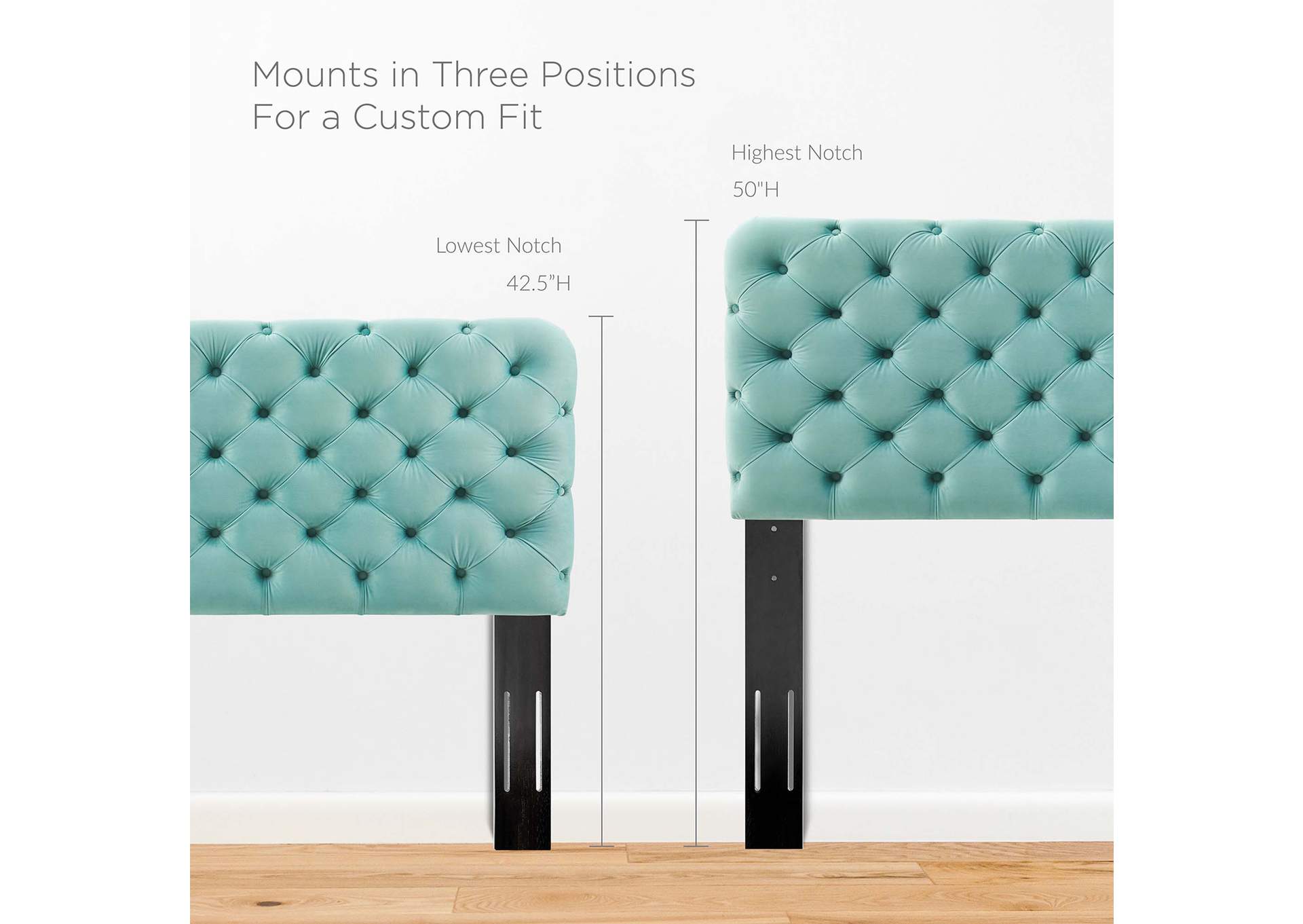 Lizzy Mint Tufted Twin Performance Velvet Headboard,Modway
