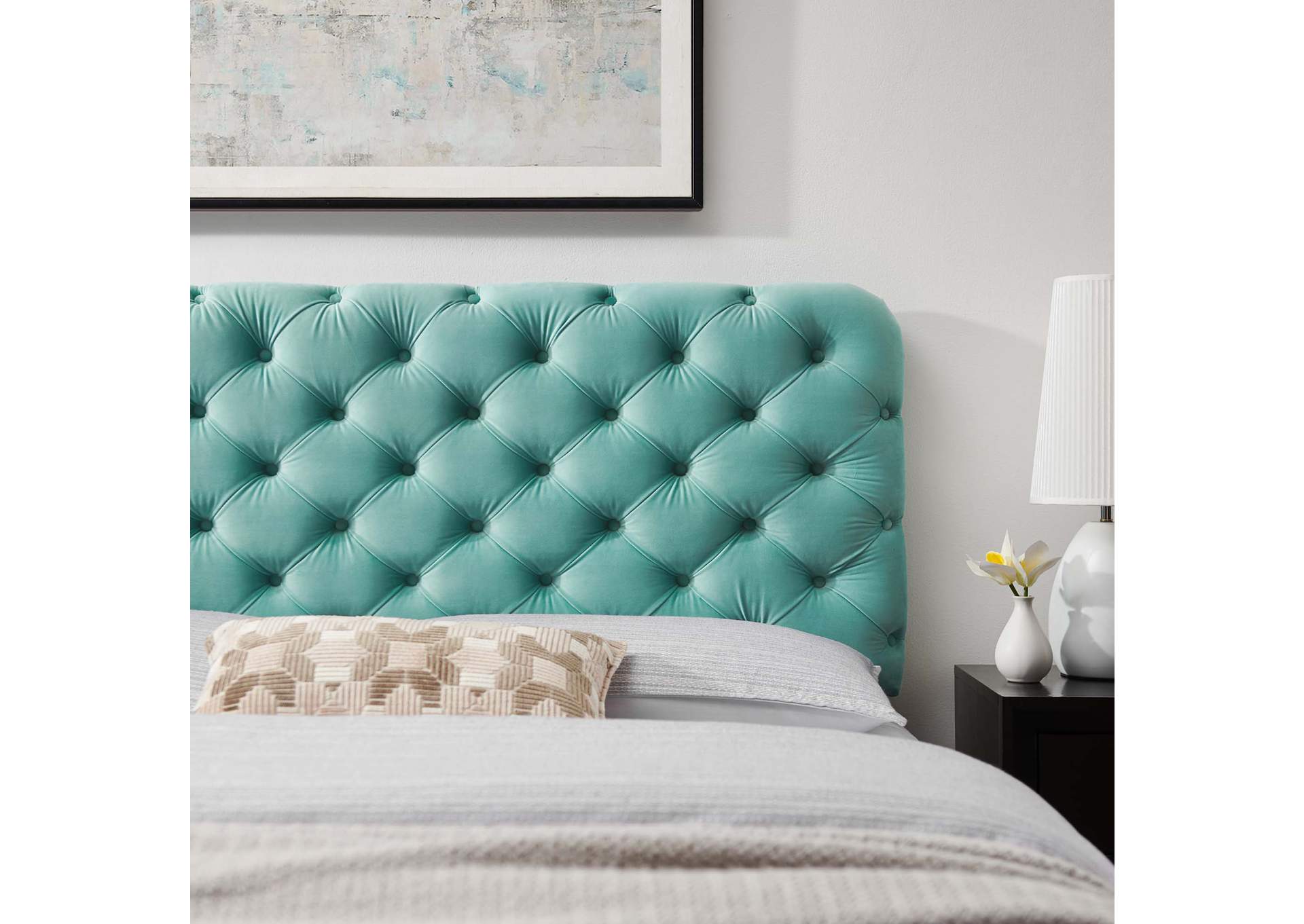 Lizzy Mint Tufted Twin Performance Velvet Headboard,Modway