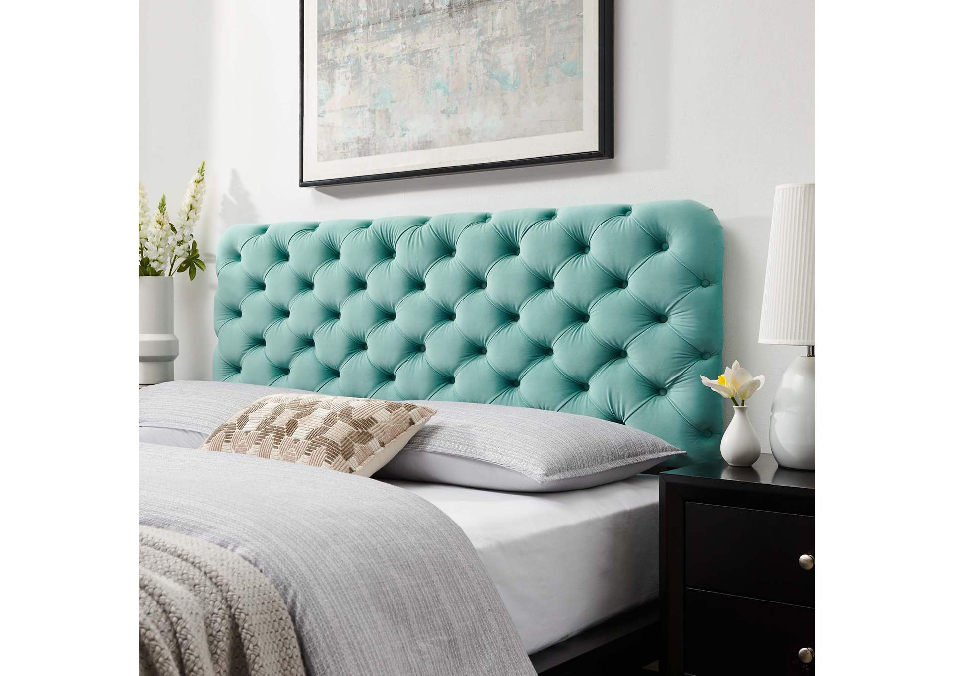 Lizzy Mint Tufted Twin Performance Velvet Headboard,Modway