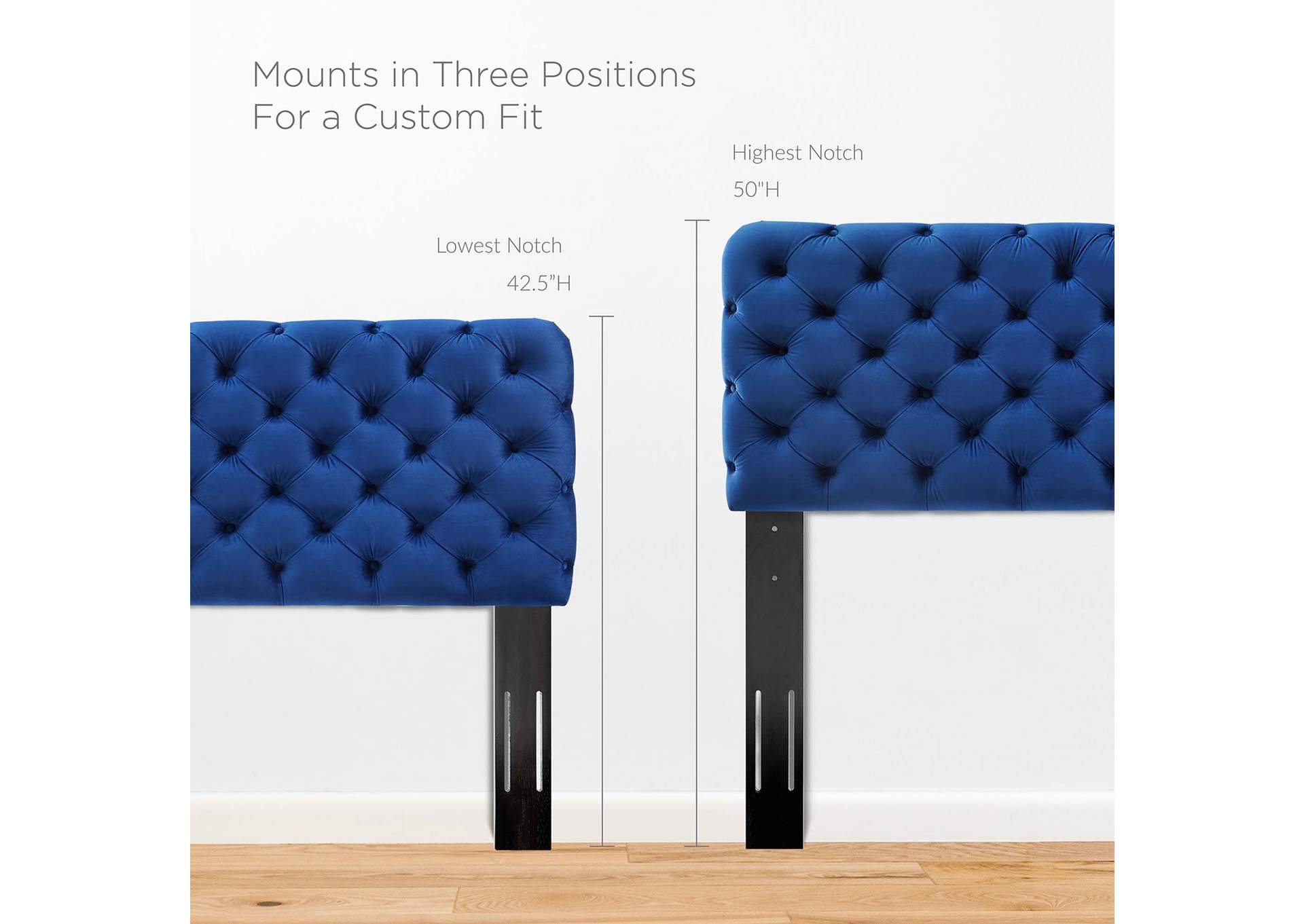 Lizzy Navy Tufted Twin Performance Velvet Headboard,Modway