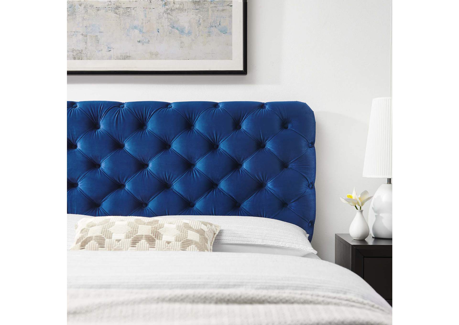 Lizzy Navy Tufted Twin Performance Velvet Headboard,Modway