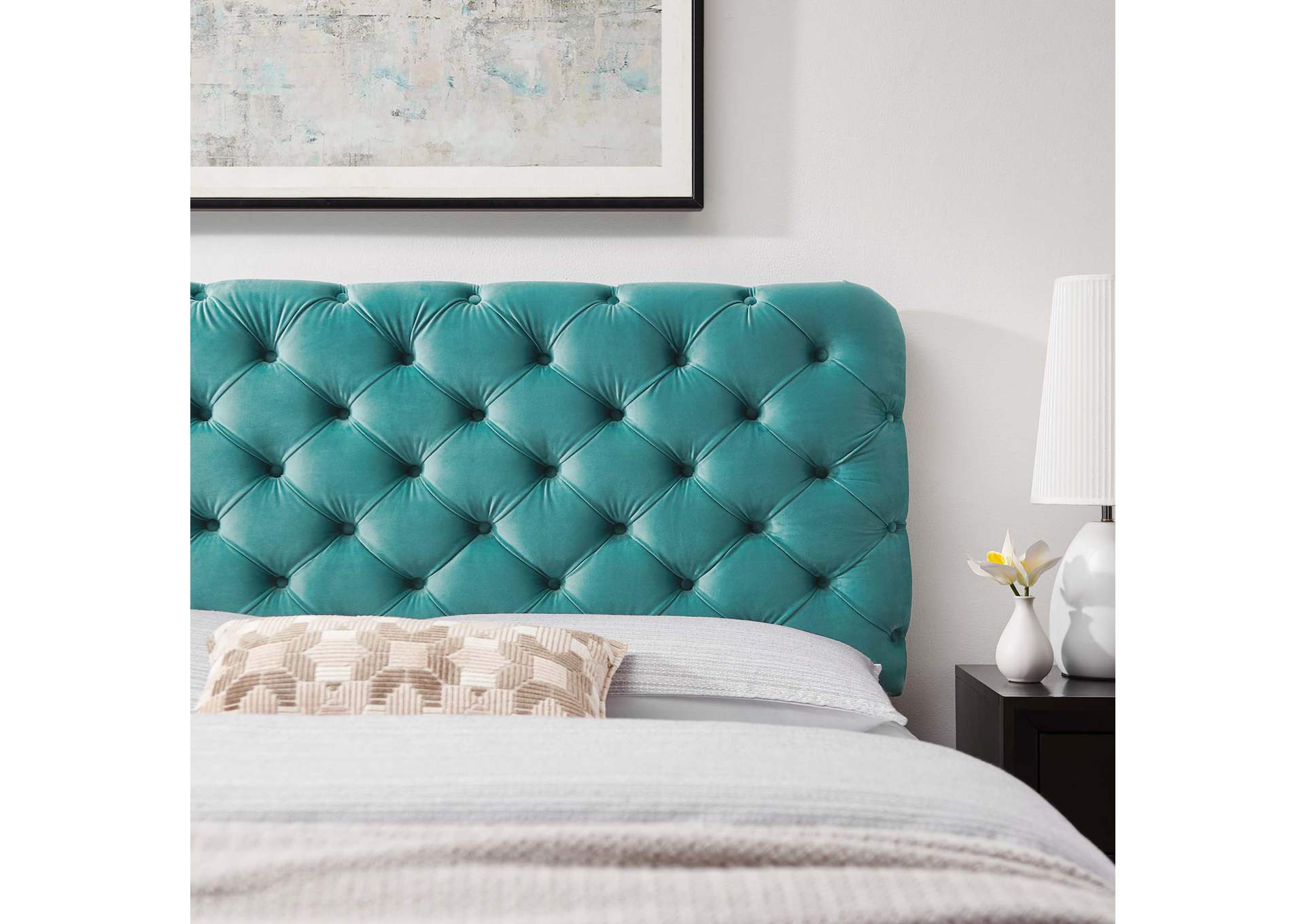 Lizzy Teal Tufted Twin Performance Velvet Headboard,Modway