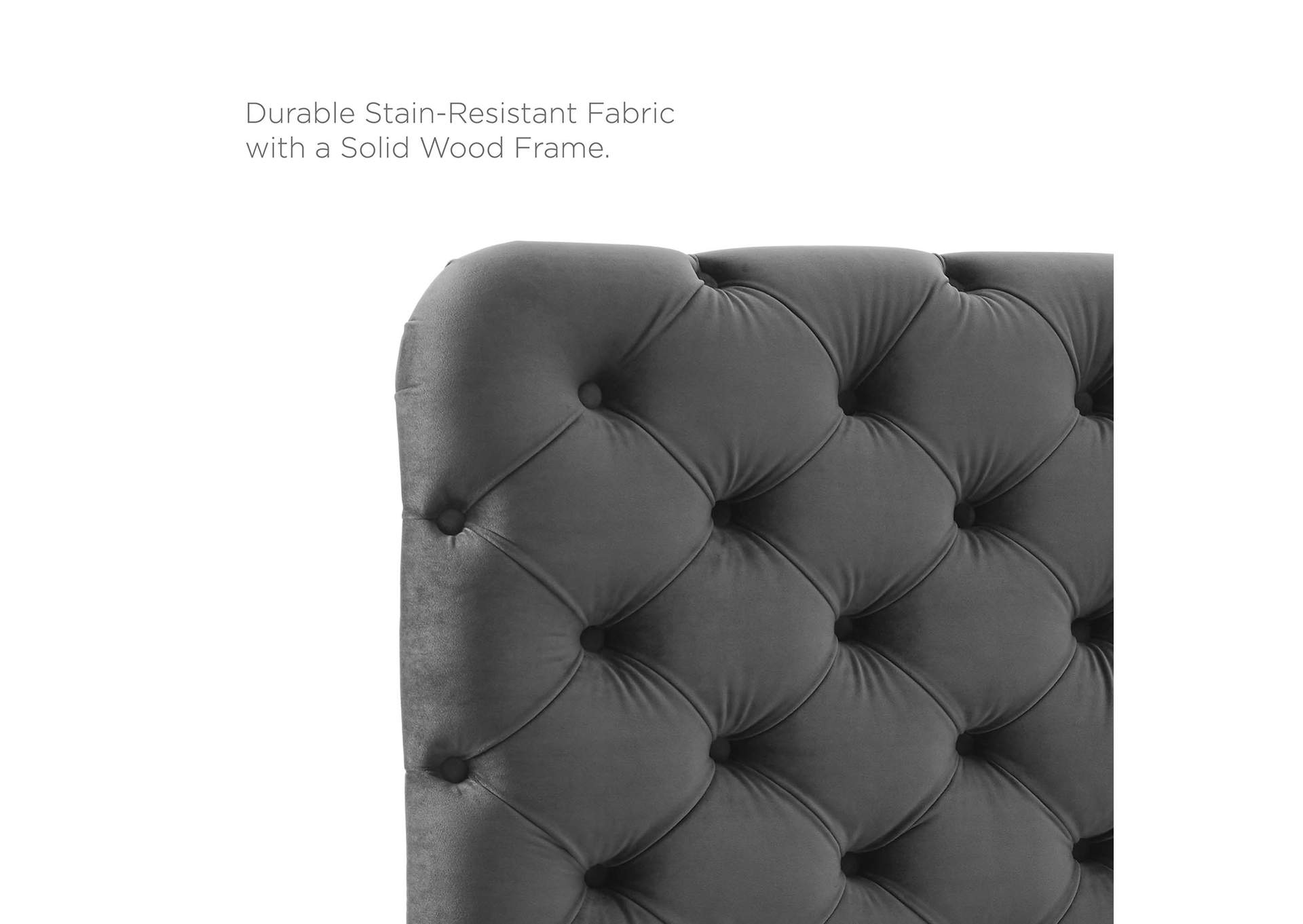 Lizzy Charcoal Tufted Full/Queen Performance Velvet Headboard,Modway