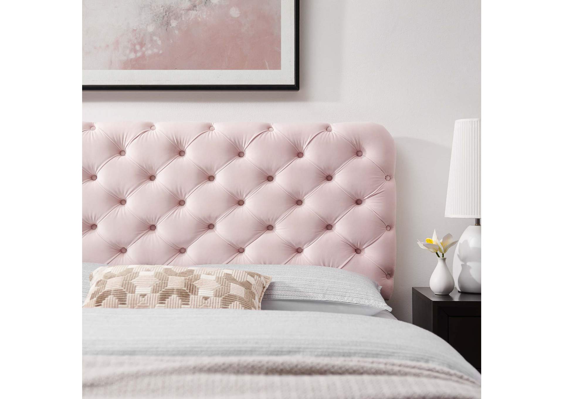 Lizzy Pink Tufted Full/Queen Performance Velvet Headboard,Modway