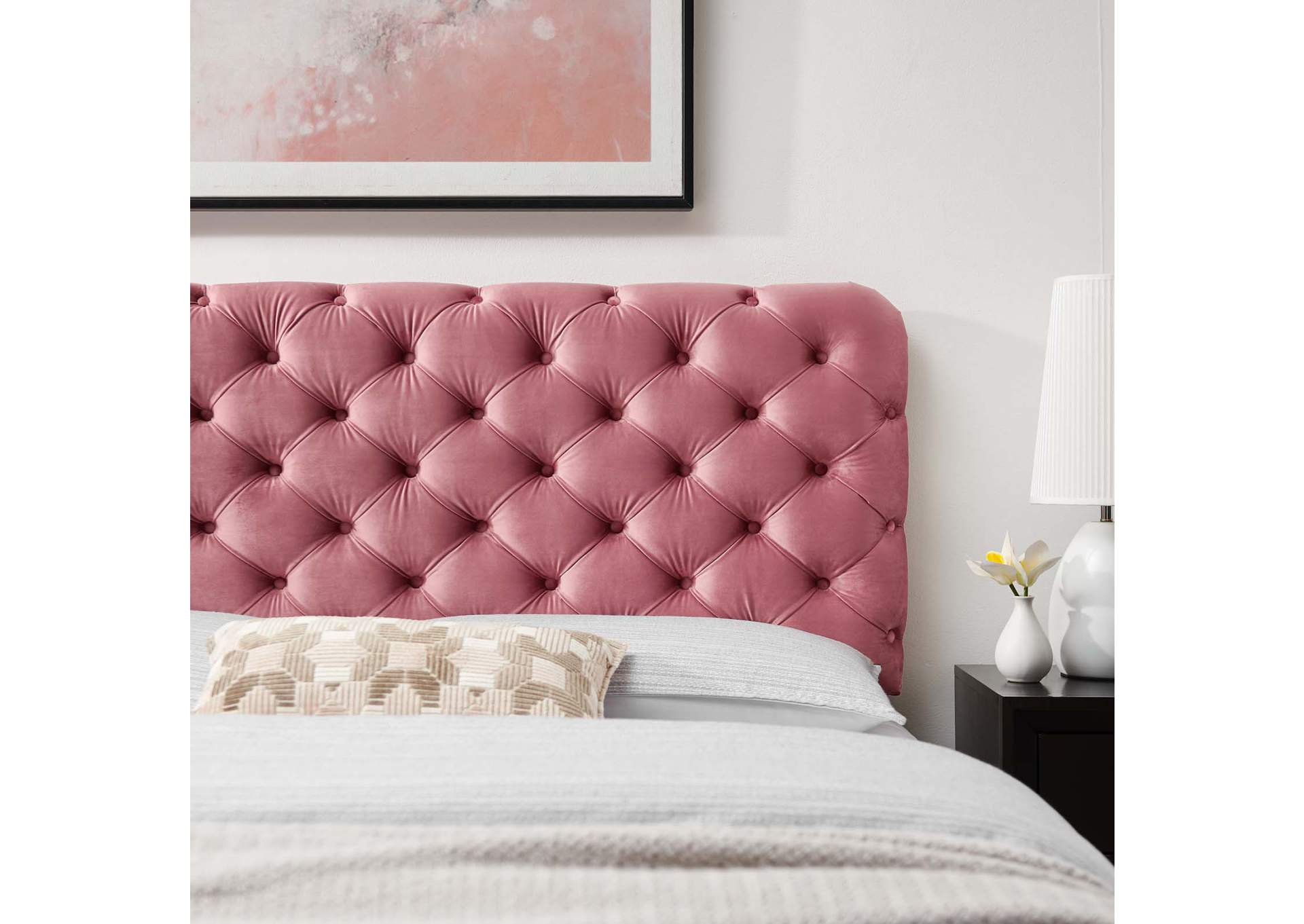 Lizzy Dusty Rose Tufted King/California King Performance Velvet Headboard,Modway