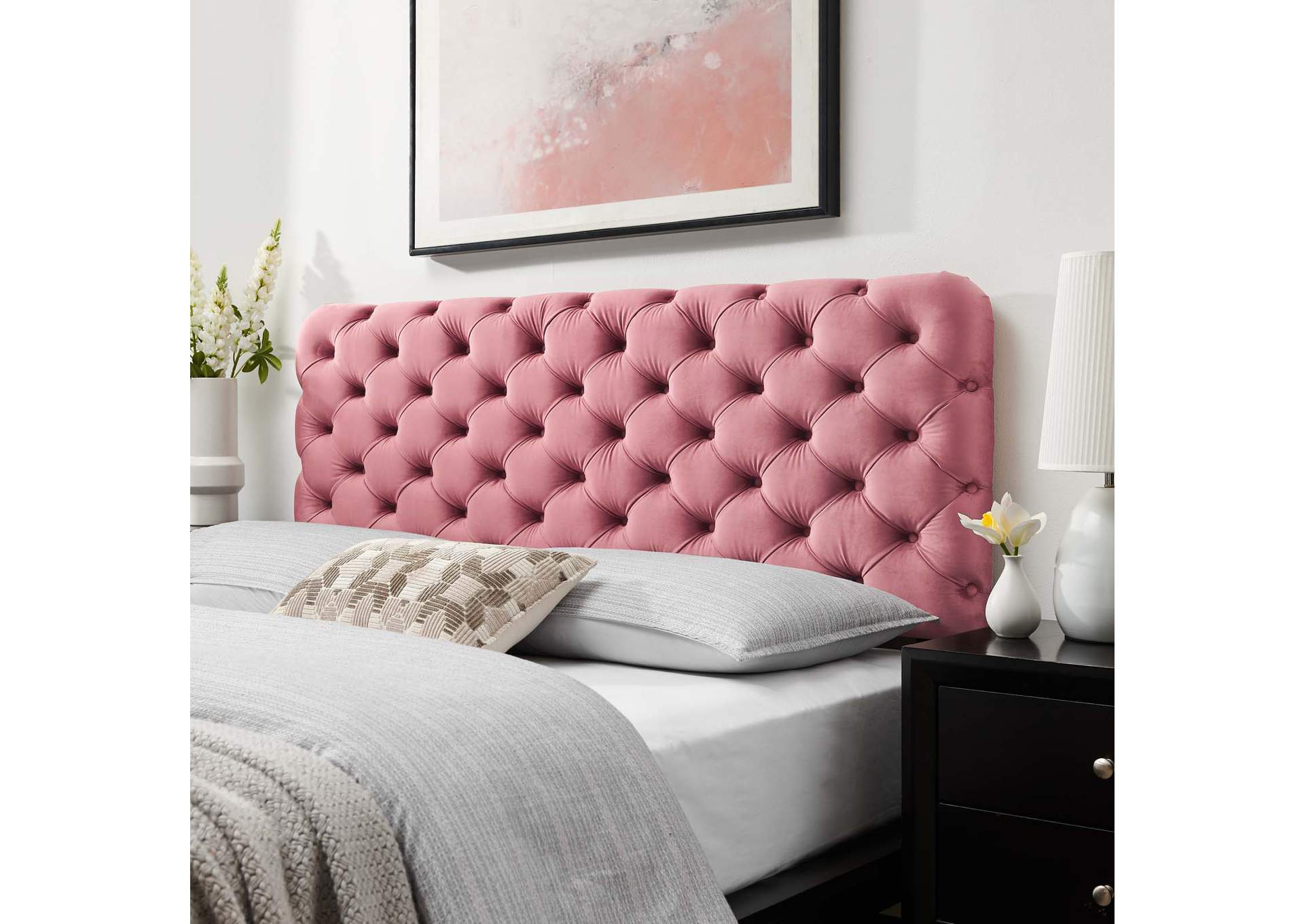 Lizzy Dusty Rose Tufted King/California King Performance Velvet Headboard,Modway