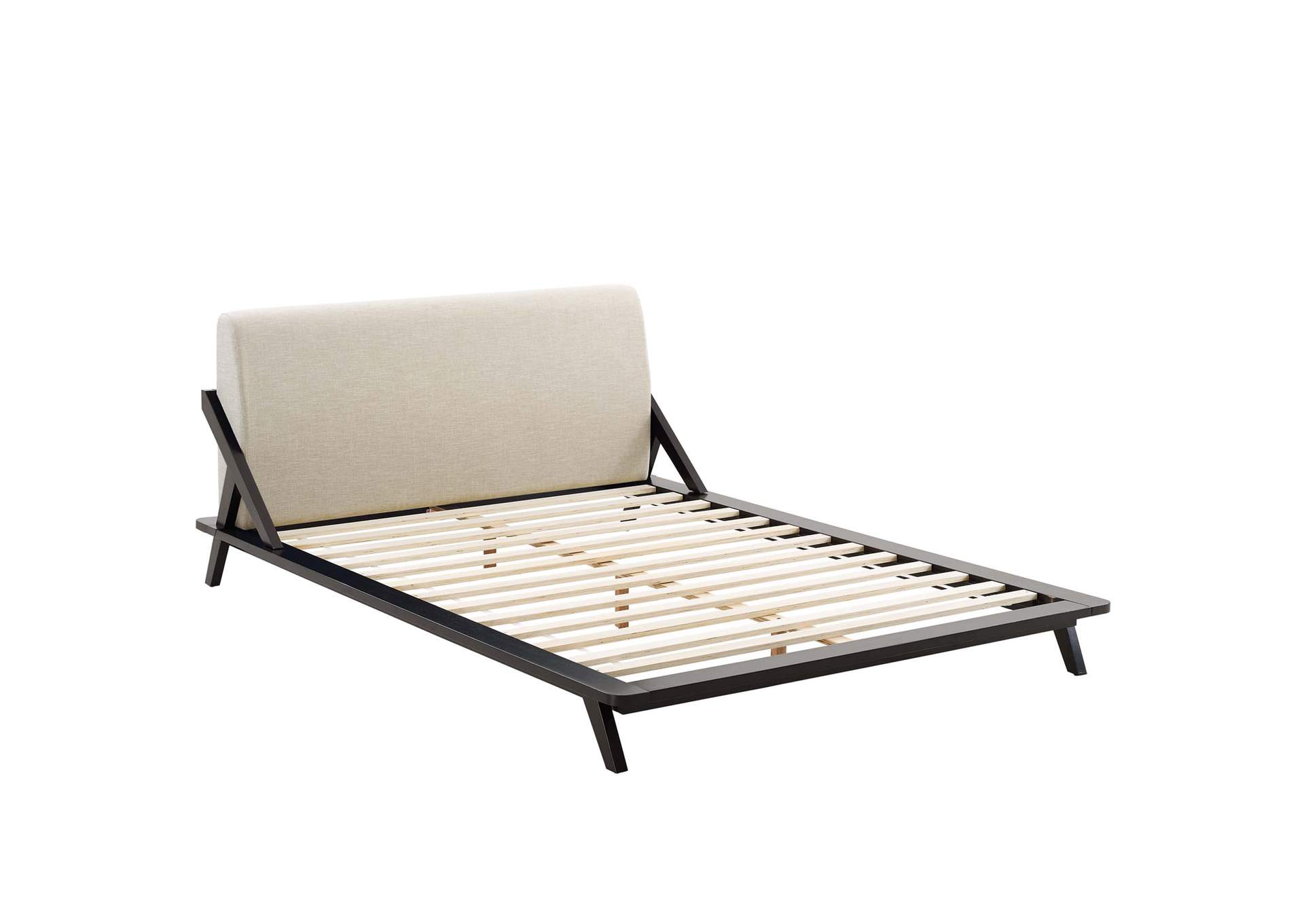 Cappuccino Beige Luella Queen Upholstered Fabric Platform Bed,Modway