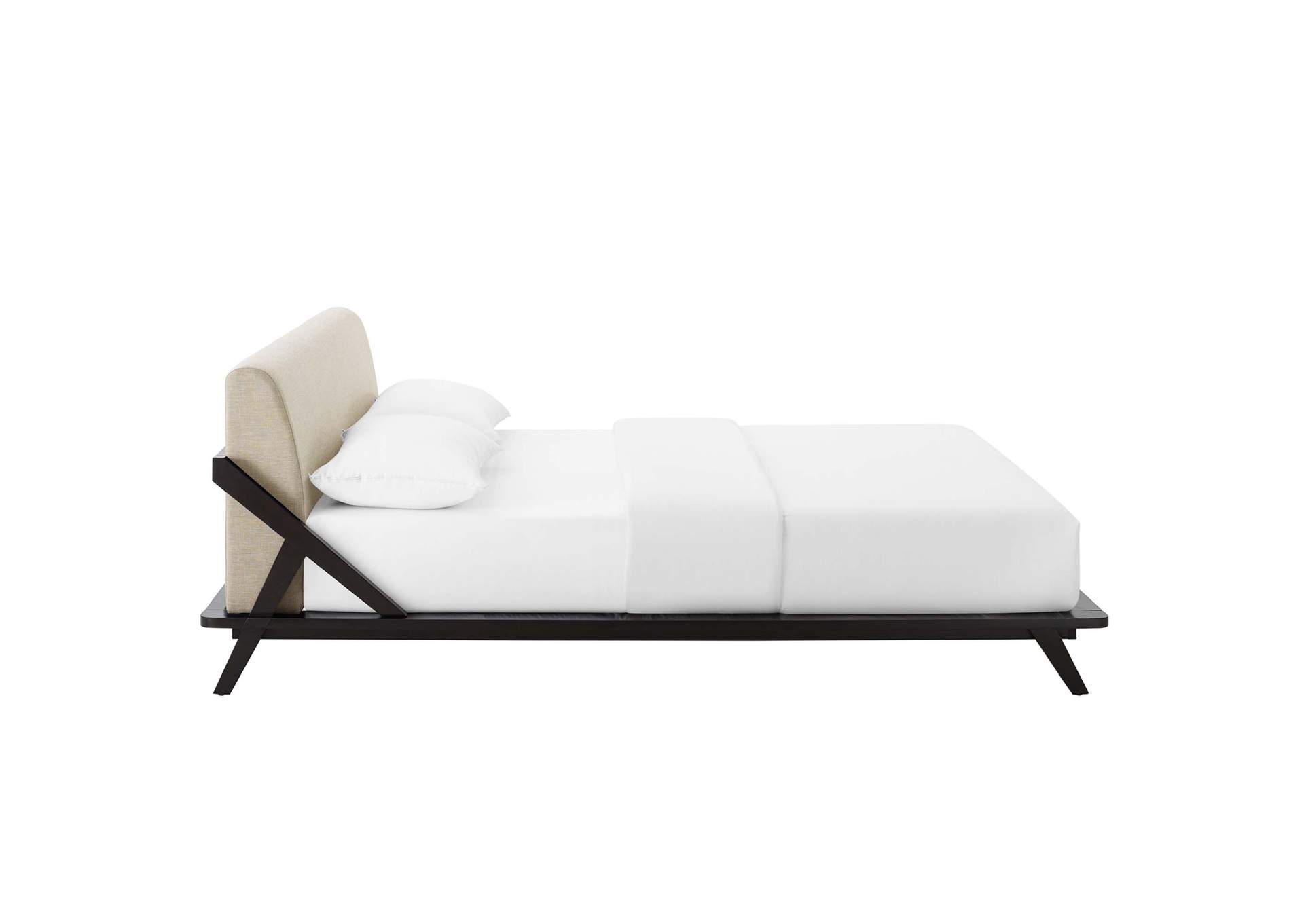 Cappuccino Beige Luella Queen Upholstered Fabric Platform Bed,Modway