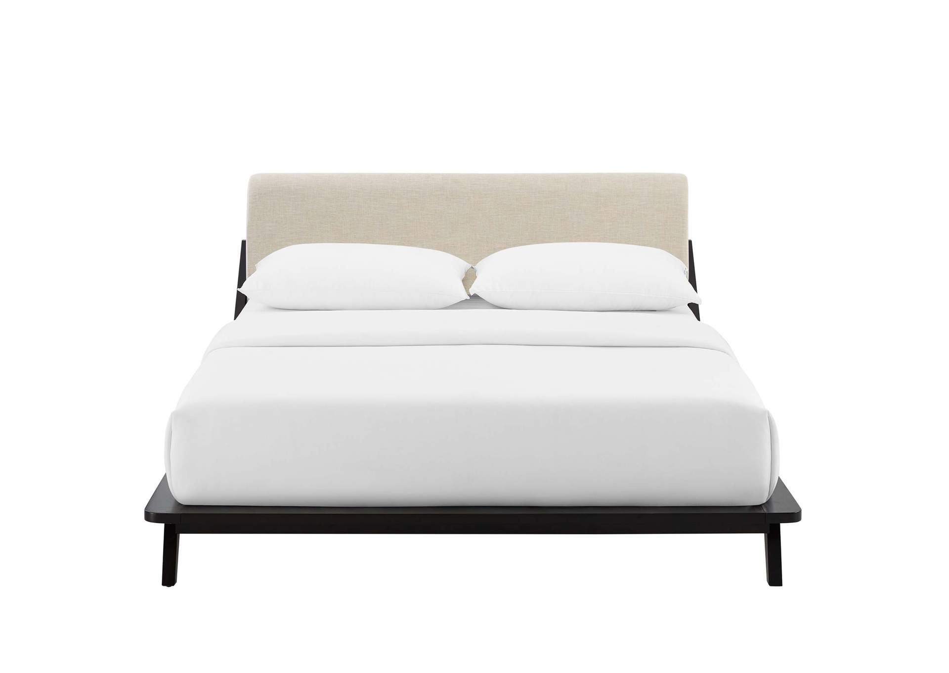Cappuccino Beige Luella Queen Upholstered Fabric Platform Bed,Modway