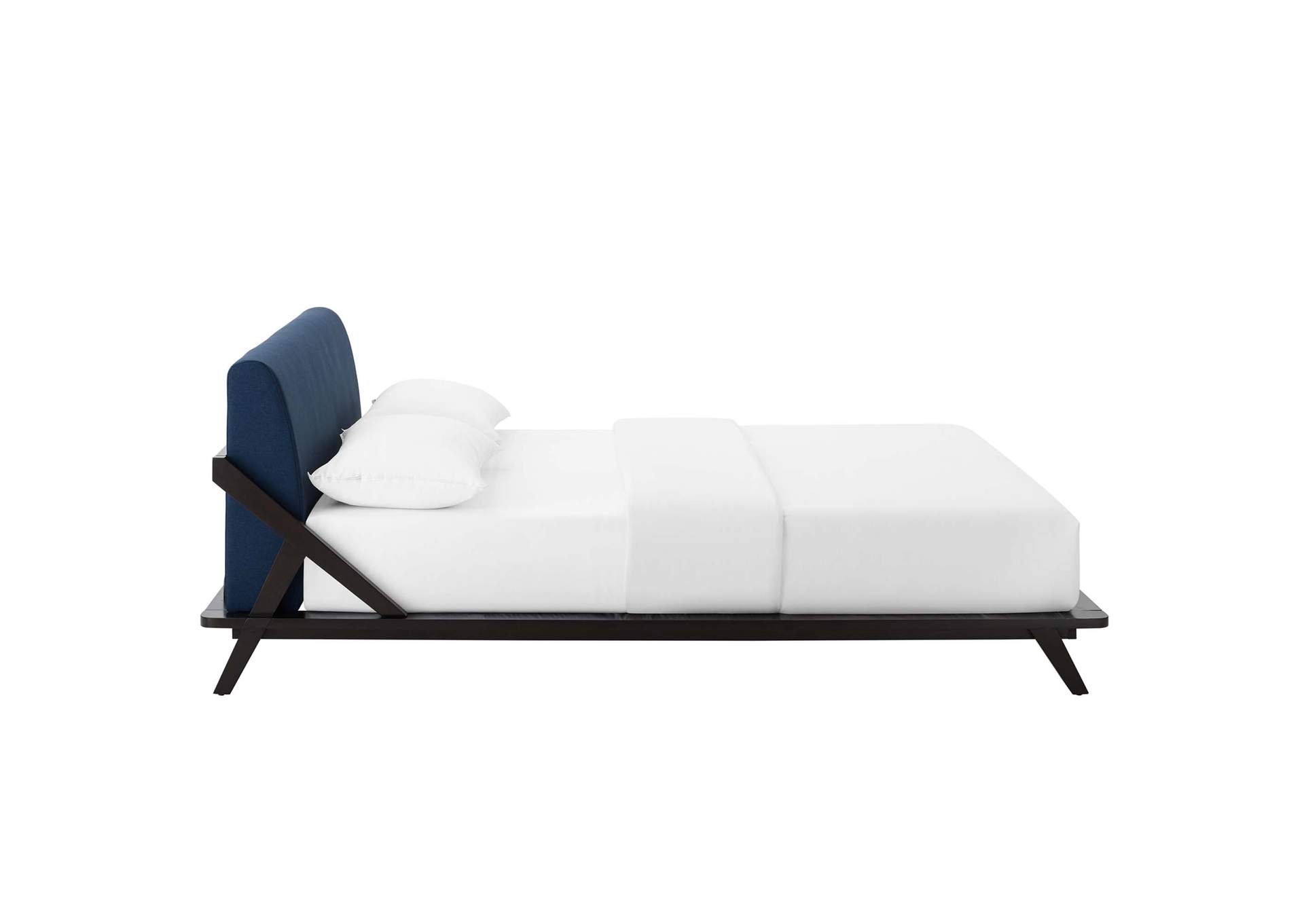 Cappuccino Blue Luella Queen Upholstered Fabric Platform Bed,Modway