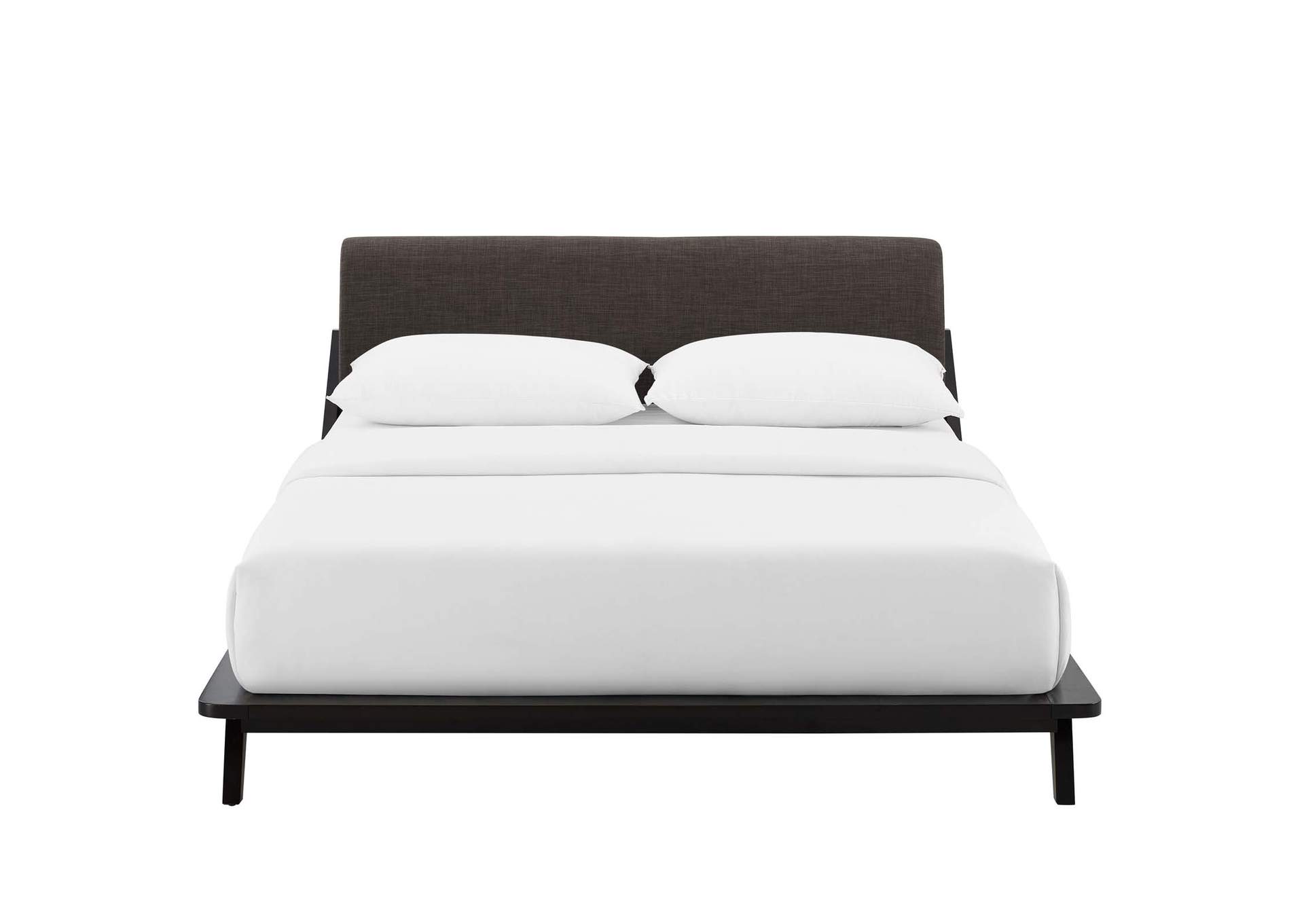 Cappuccino Brown Luella Queen Upholstered Fabric Platform Bed,Modway