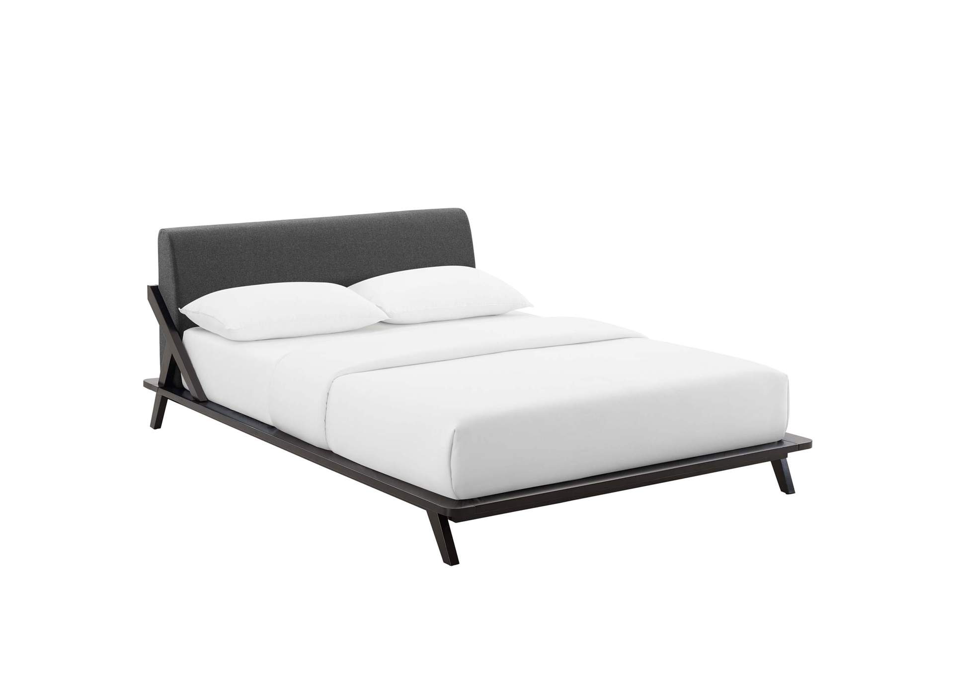 Cappuccino Gray Luella Queen Upholstered Fabric Platform Bed,Modway